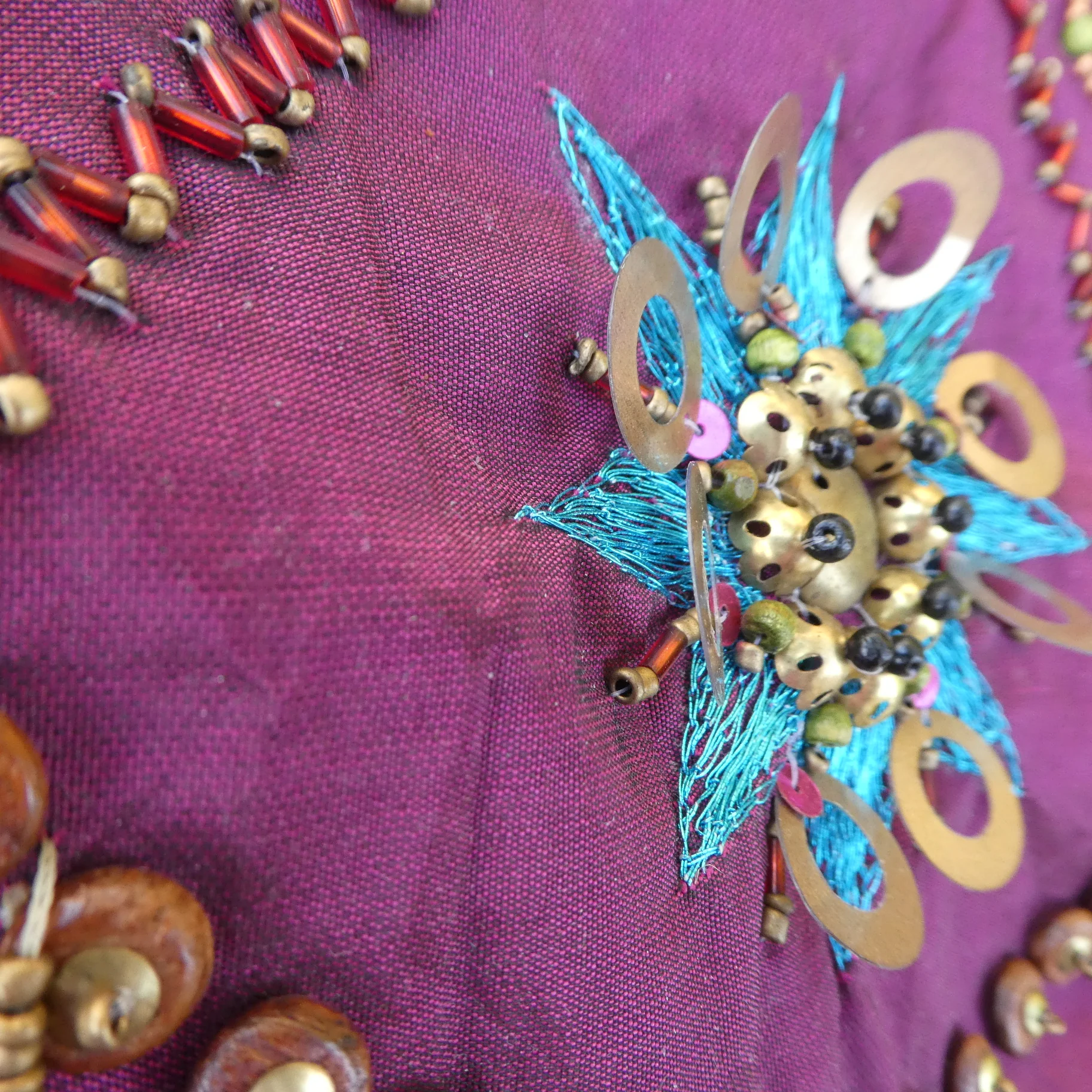 90s Purple Beaded  Purse Star Magnetic Snap Zip by Maggi B - Image 4