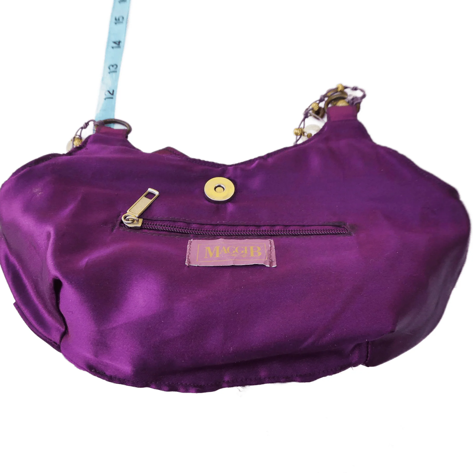 90s Purple Beaded  Purse Star Magnetic Snap Zip by Maggi B - Image 9