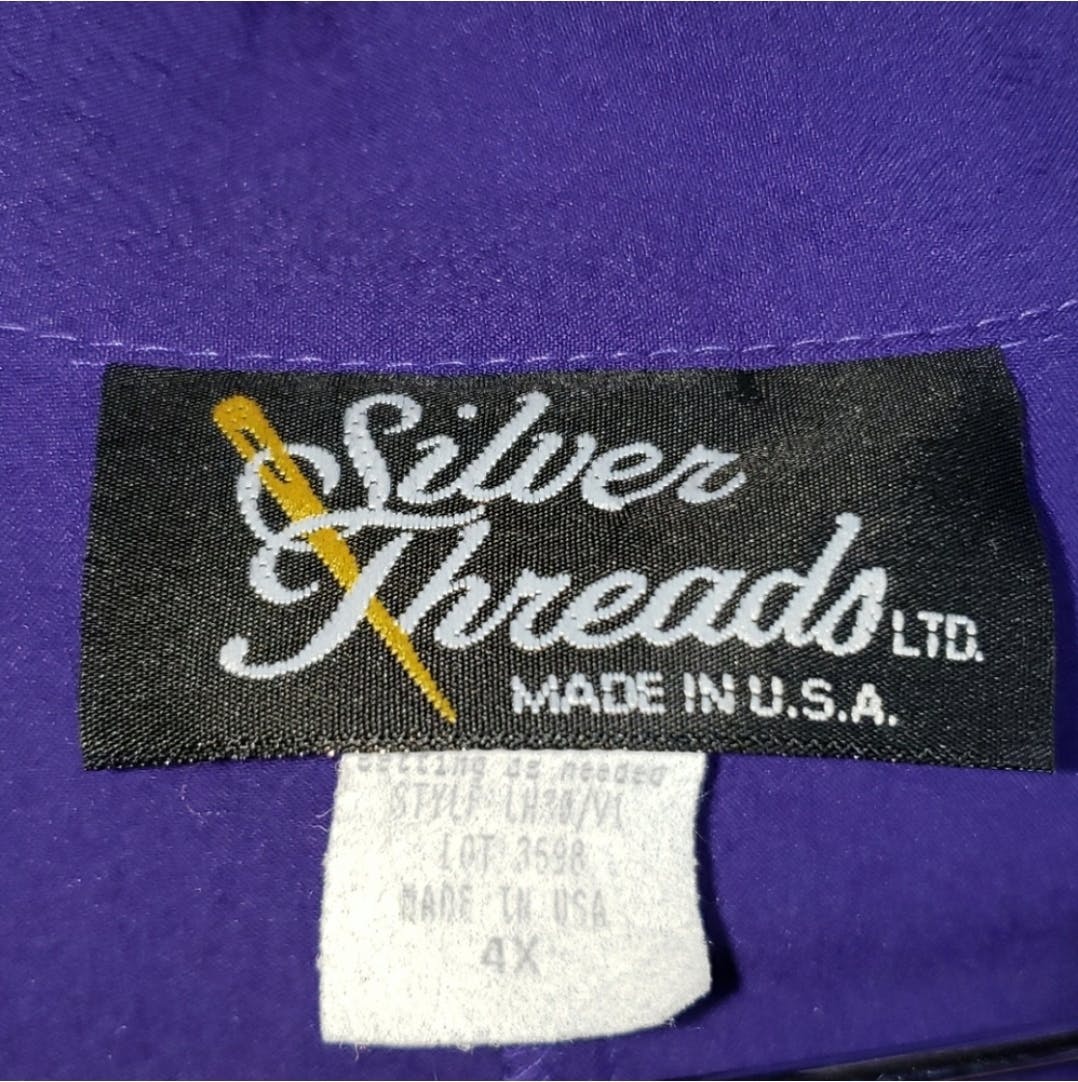 90's Purple Celestial Polyester Pullover Top by Silver Threads - Image 8