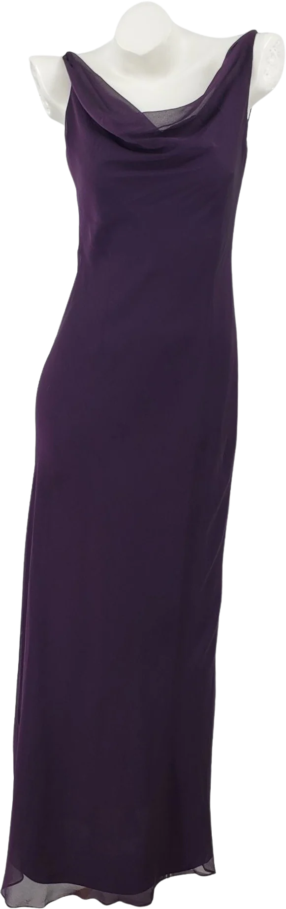 90s Purple Chiffon Cowl Neck Maxi Dress By Betsey & Adam by Jaslene