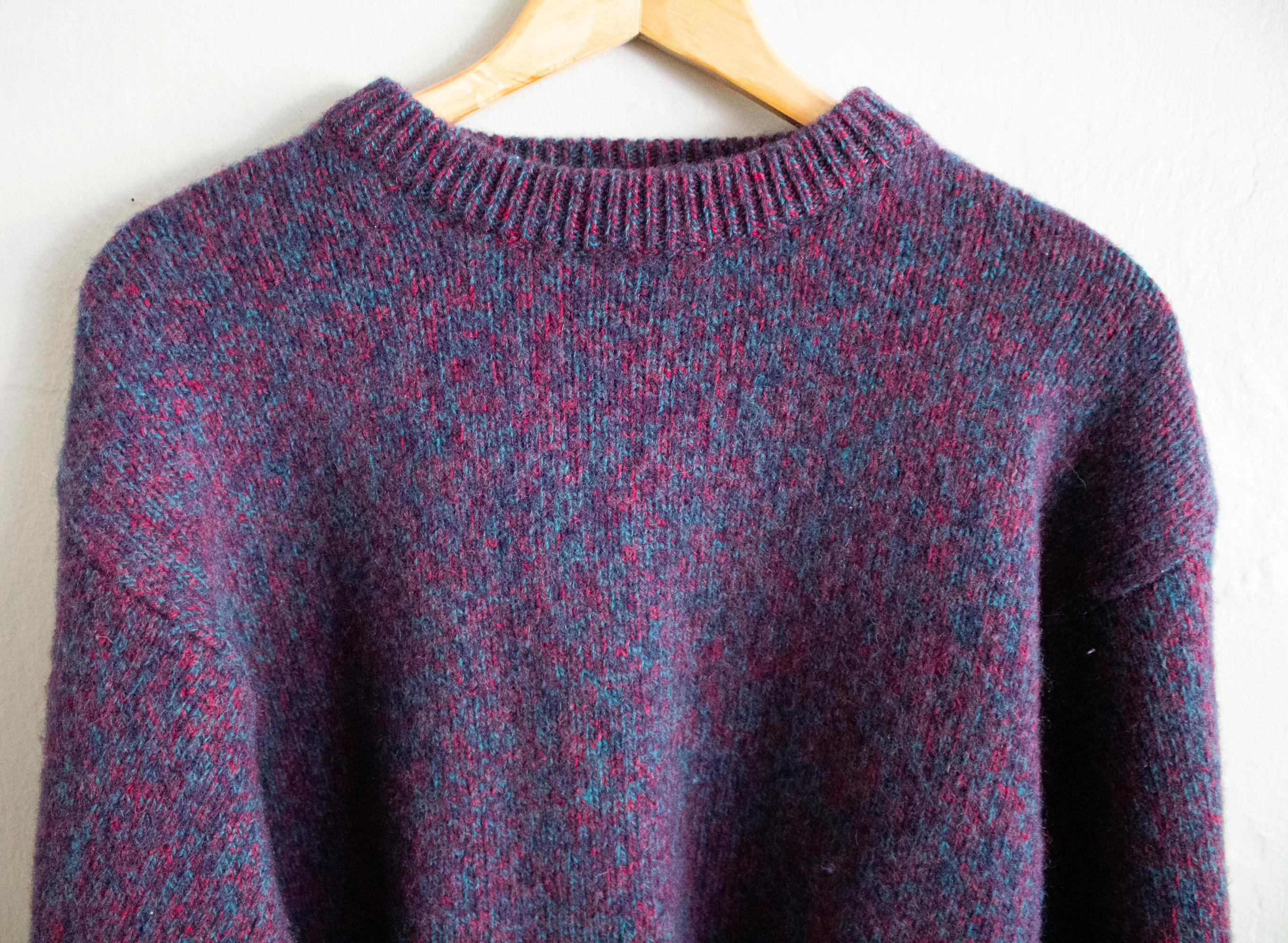 90s Purple Green Wool Blend Pullover Sweater Large By Eddie Bauer - Image 4