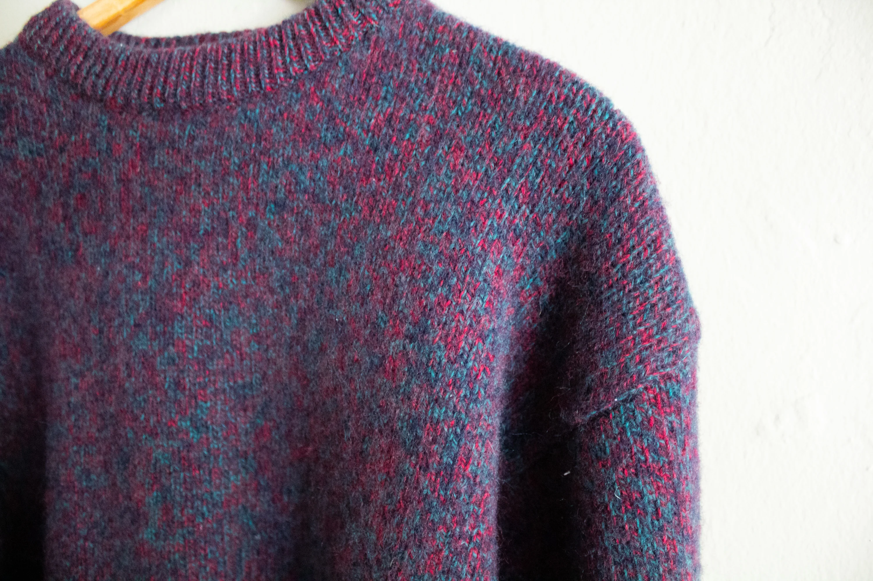 90s Purple Green Wool Blend Pullover Sweater Large By Eddie Bauer - Image 5