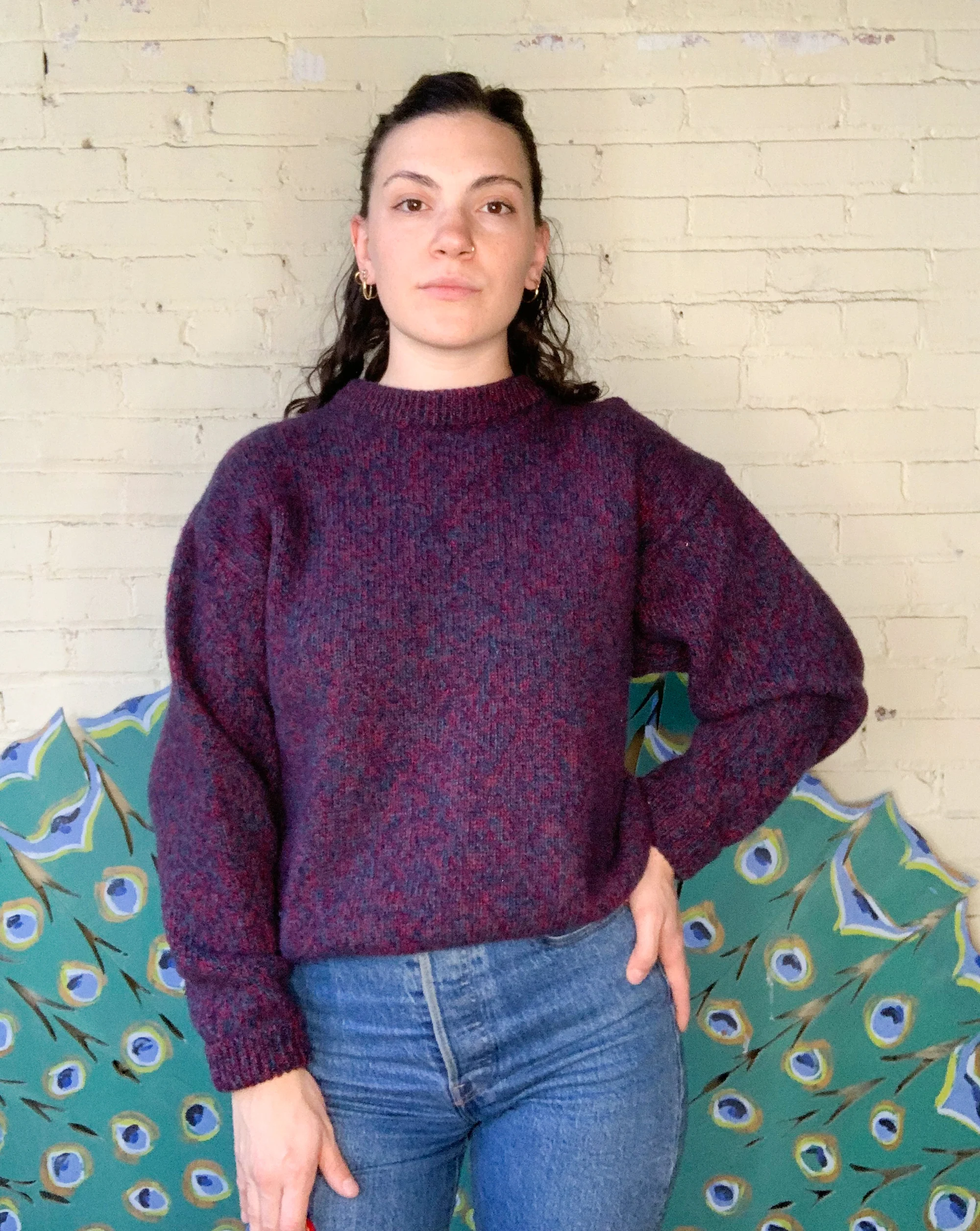 90s Purple Green Wool Blend Pullover Sweater Large By Eddie Bauer - Image 8