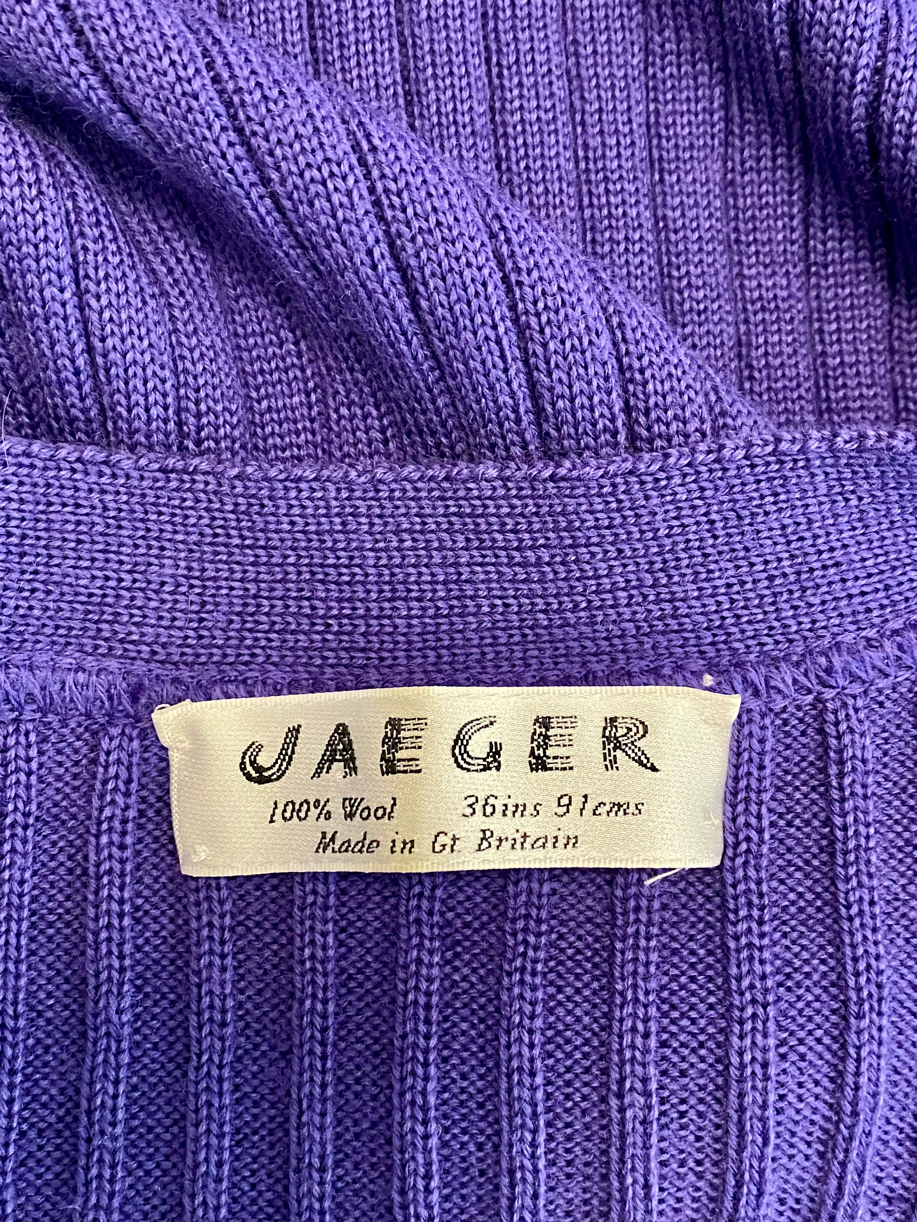 90s Purple Soft Wool Ribbed Grandpa Cardigan Sweater By Jaeger - Image 11