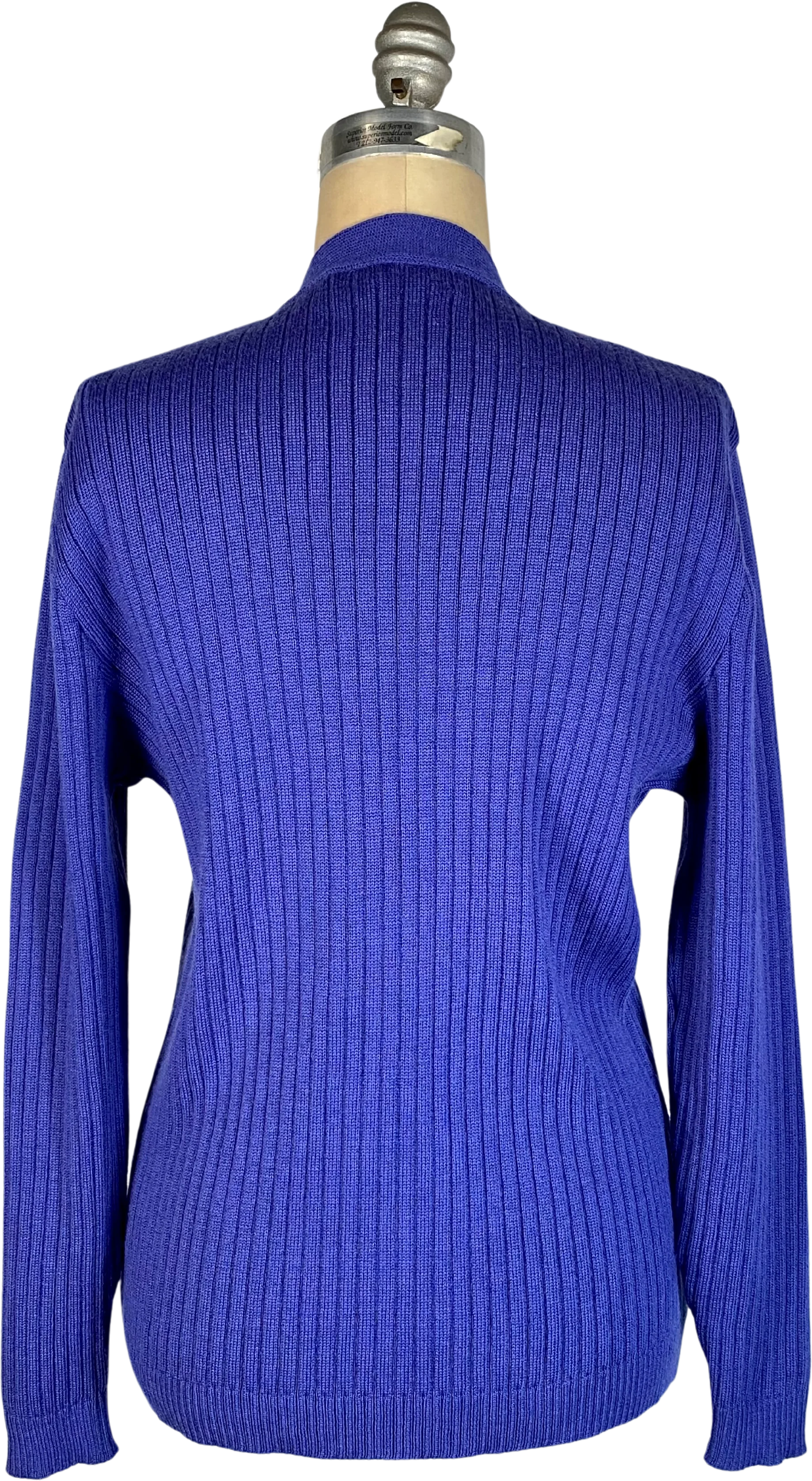 90s Purple Soft Wool Ribbed Grandpa Cardigan Sweater By Jaeger - Image 2