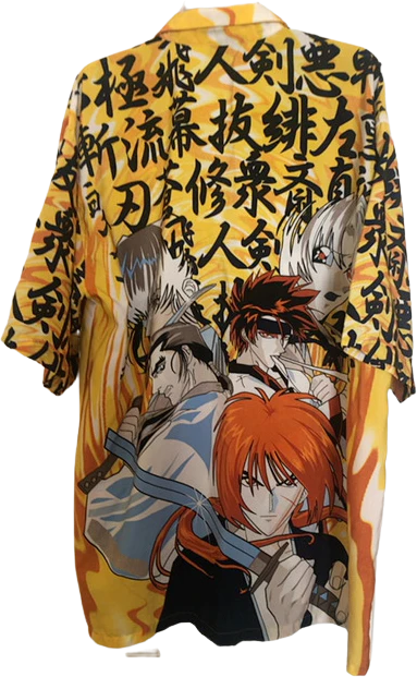 90s Rare Rurouni Kenshin Anime Print Buttom Up Shirt By Zam Urban Wear - Image 2