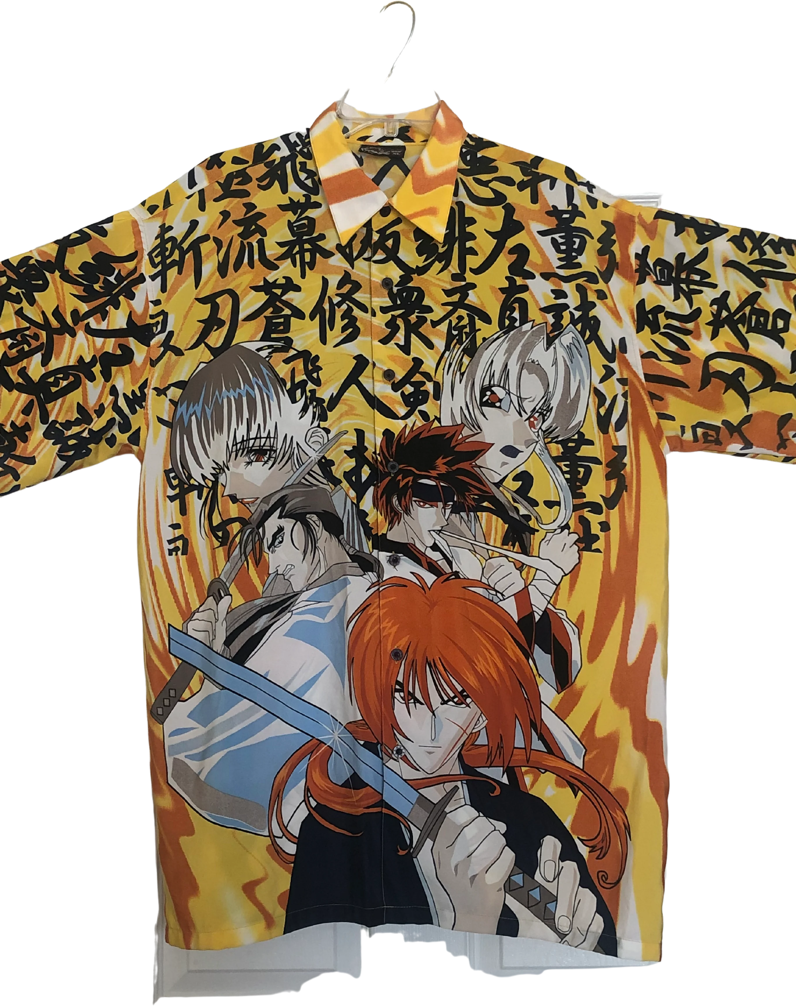 90s Rare Rurouni Kenshin Anime Print Buttom Up Shirt By Zam Urban Wear - Image 3