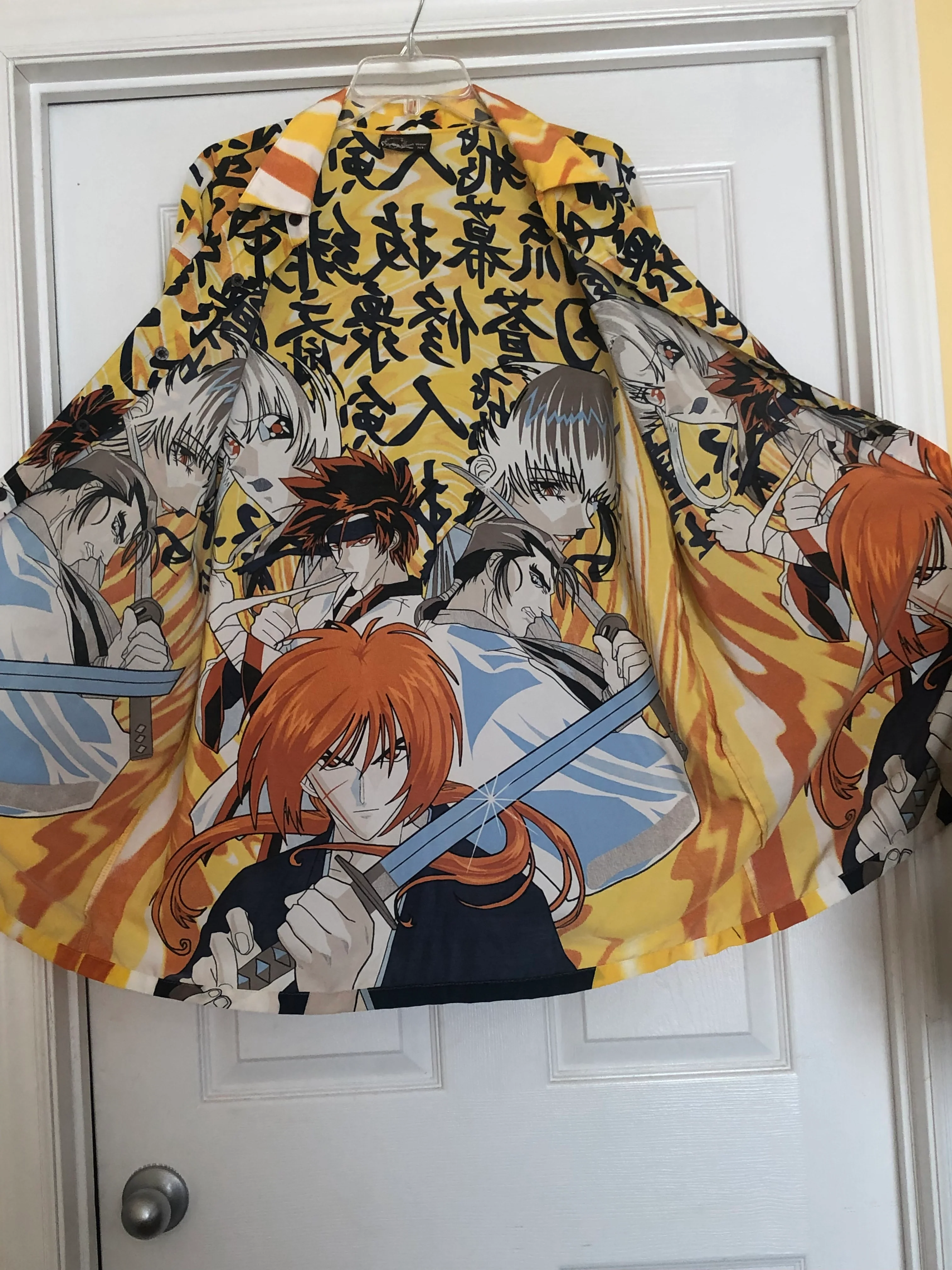 90s Rare Rurouni Kenshin Anime Print Buttom Up Shirt By Zam Urban Wear - Image 5
