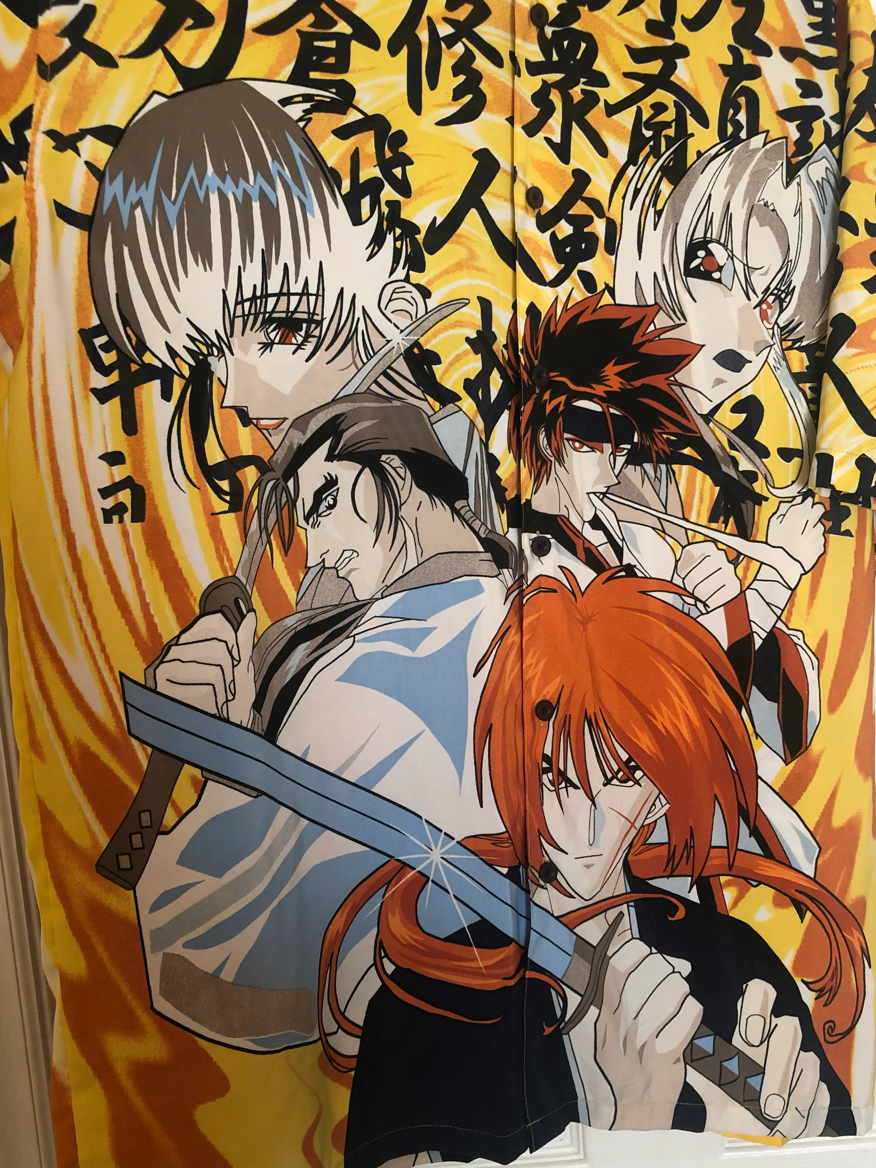 90s Rare Rurouni Kenshin Anime Print Buttom Up Shirt By Zam Urban Wear - Image 9