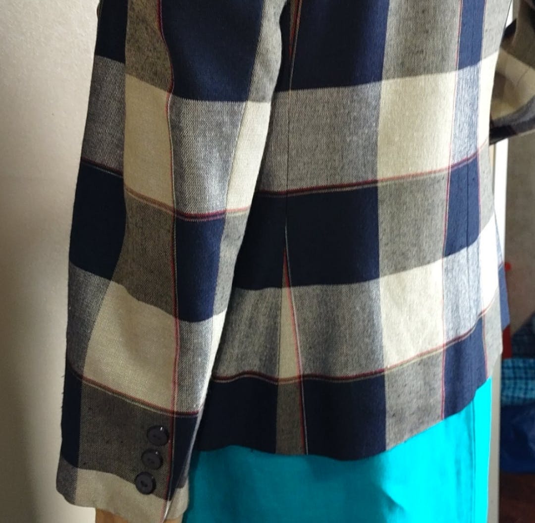 90's Double Breasted Plaid Blazer by Kasper for A.S.L. - Image 3