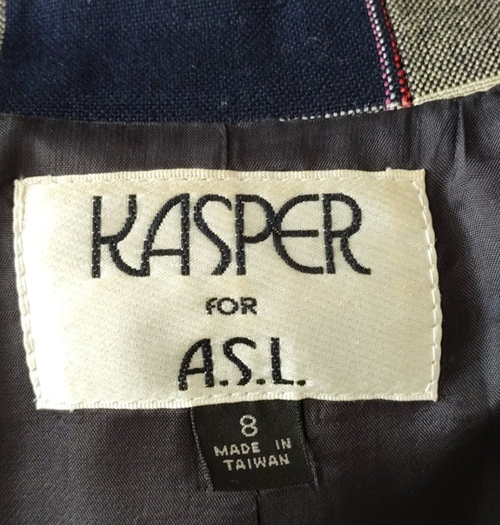 90's Double Breasted Plaid Blazer by Kasper for A.S.L. - Image 5