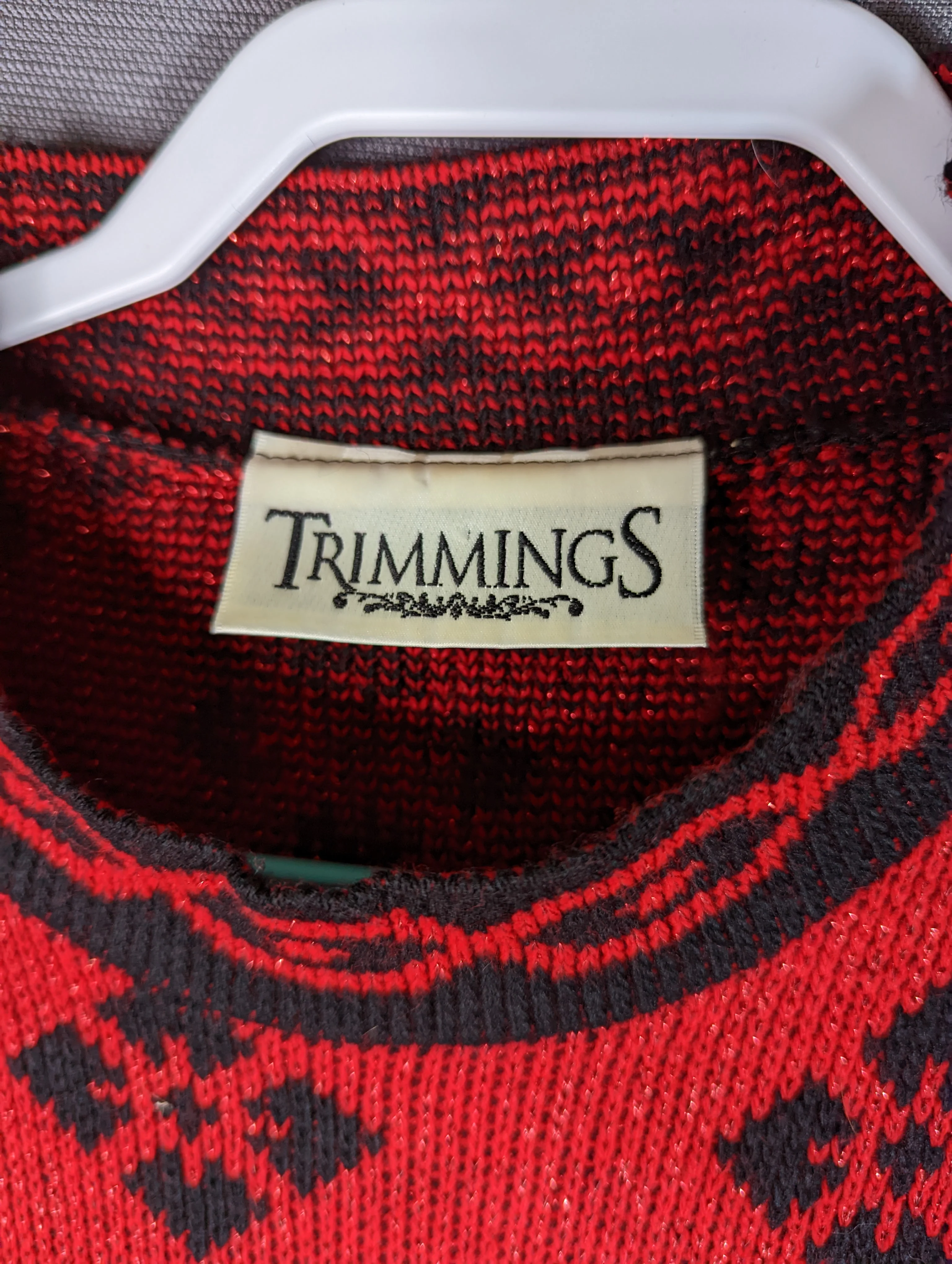 90s Red Black Sparkly Sweater Snowflakes Tunic By Trimmings - Image 4