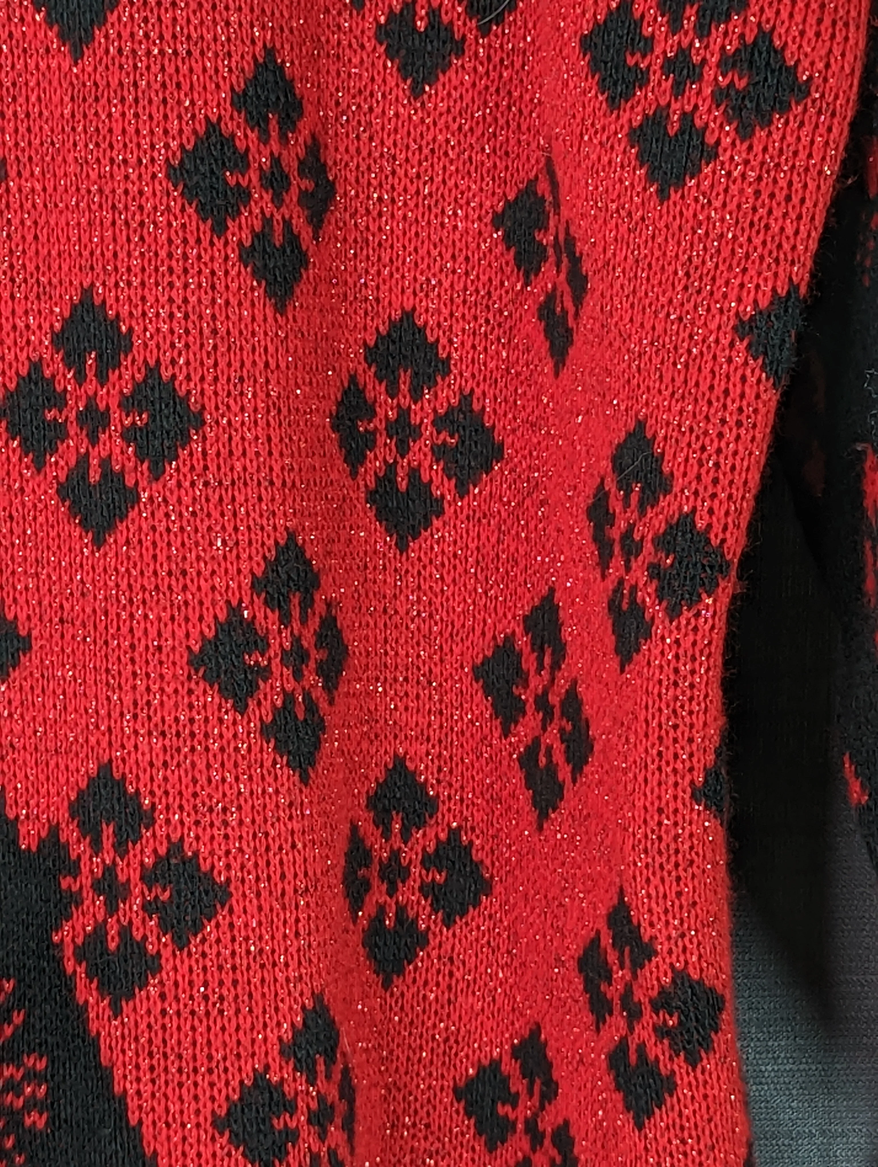 90s Red Black Sparkly Sweater Snowflakes Tunic By Trimmings - Image 5