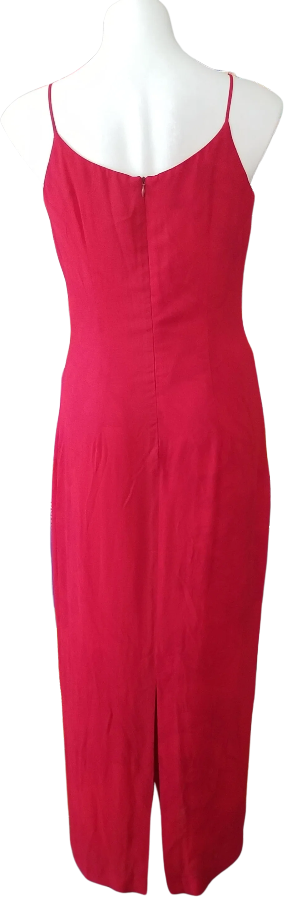 90s Red Cowl Neck Chiffon Gown Subtle Floral Print By Lori Weidner Evenings - Image 2