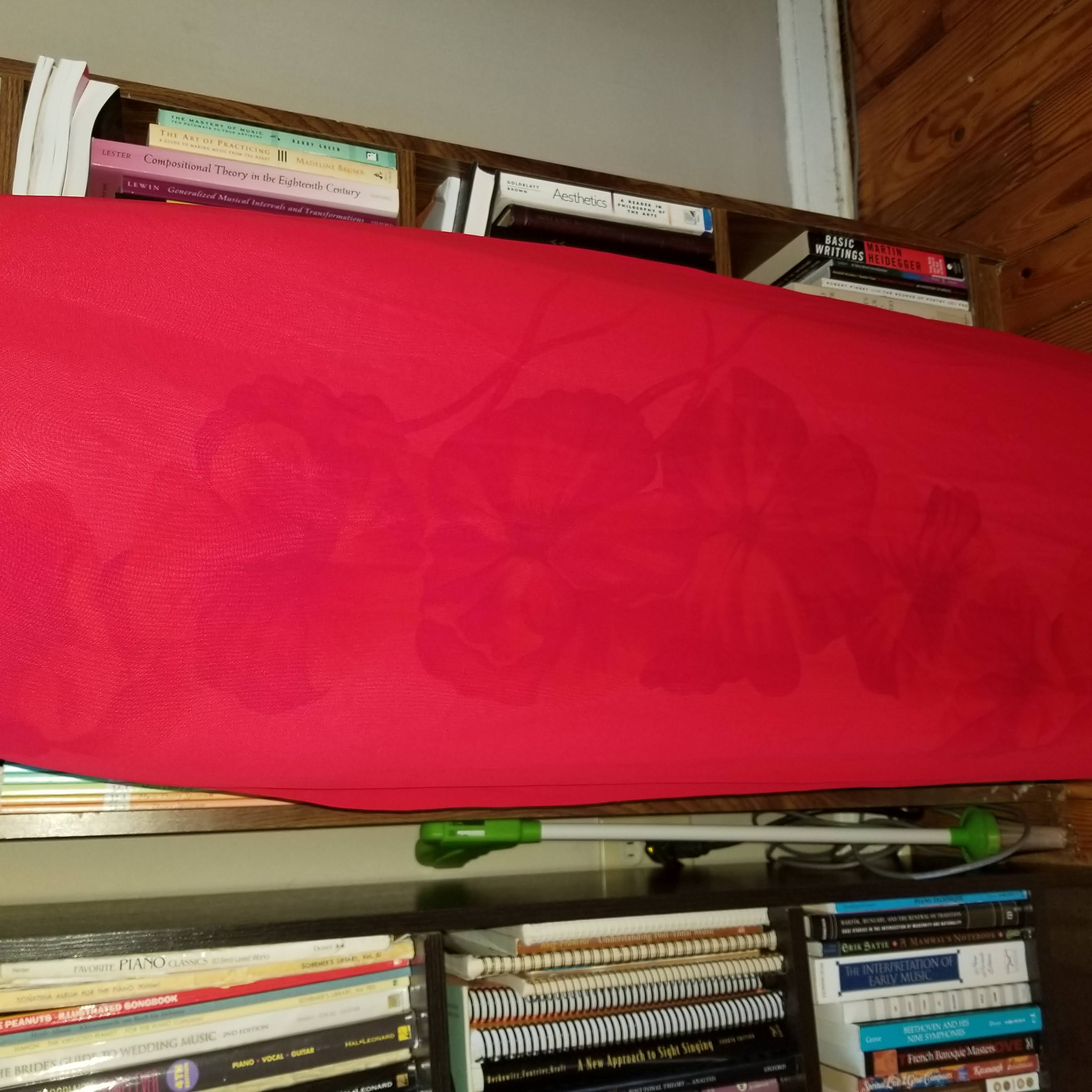 90s Red Cowl Neck Chiffon Gown Subtle Floral Print By Lori Weidner Evenings - Image 3