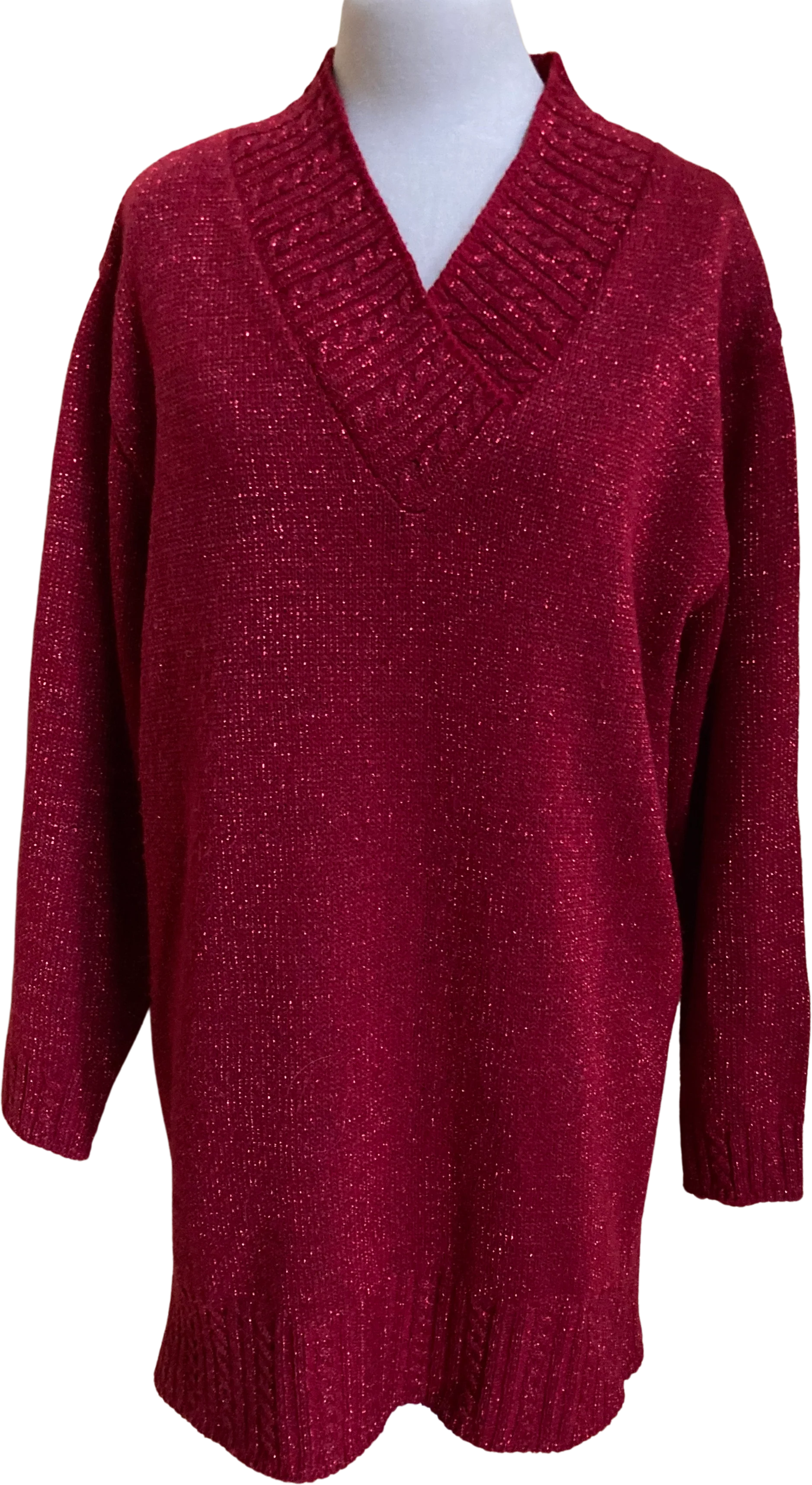 90s Red Metallic Tunic Sweater By Diane Von Furstenberg The Color Authority