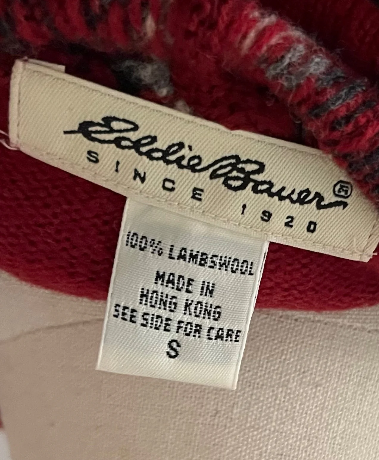 90s Red Nordic Fair Isle Knit Pom Pom Hooded Sweater By Eddie Bauer - Image 4
