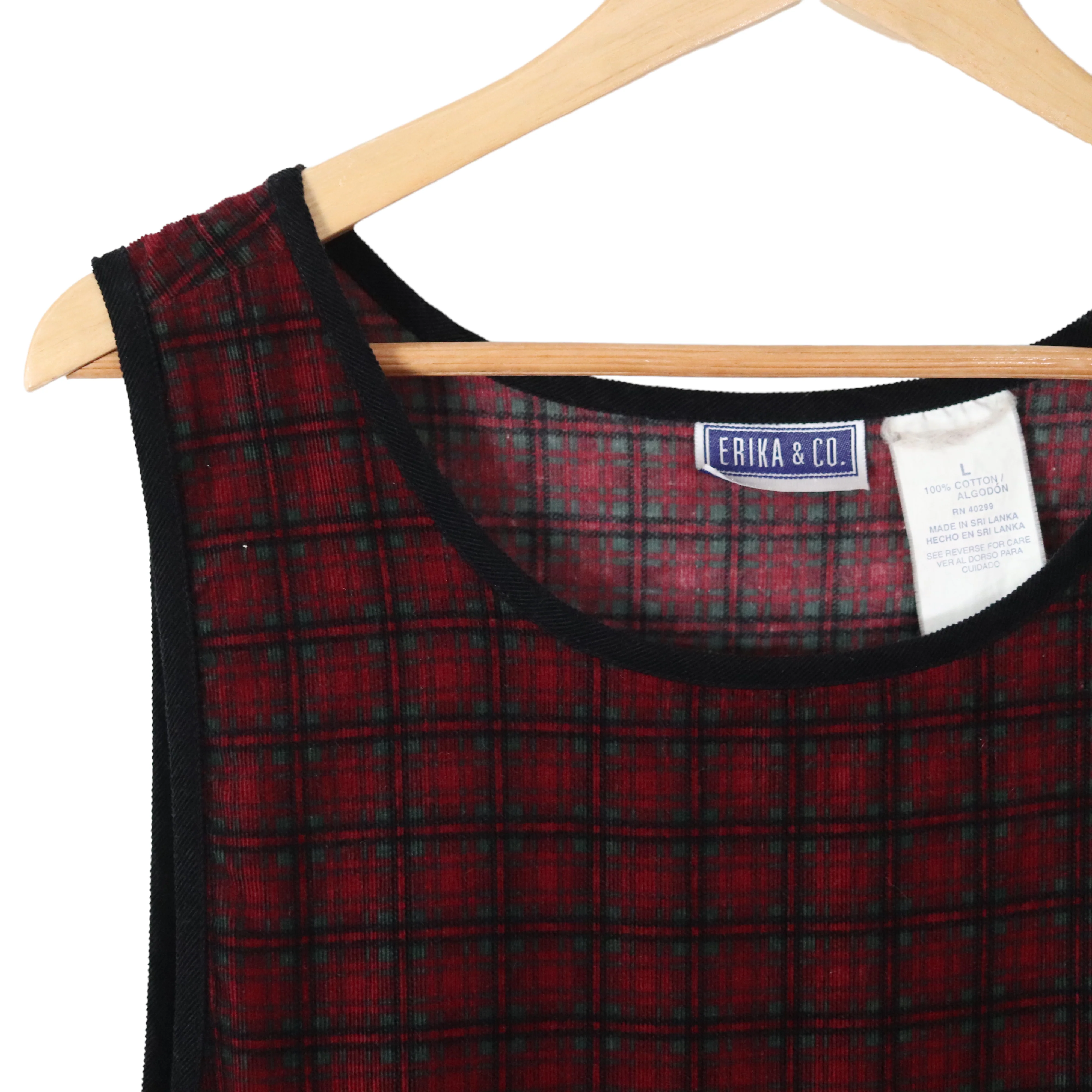 90s Red Plaid Corduroy Pinafore Jumper Dress Holiday By Erika - Image 9