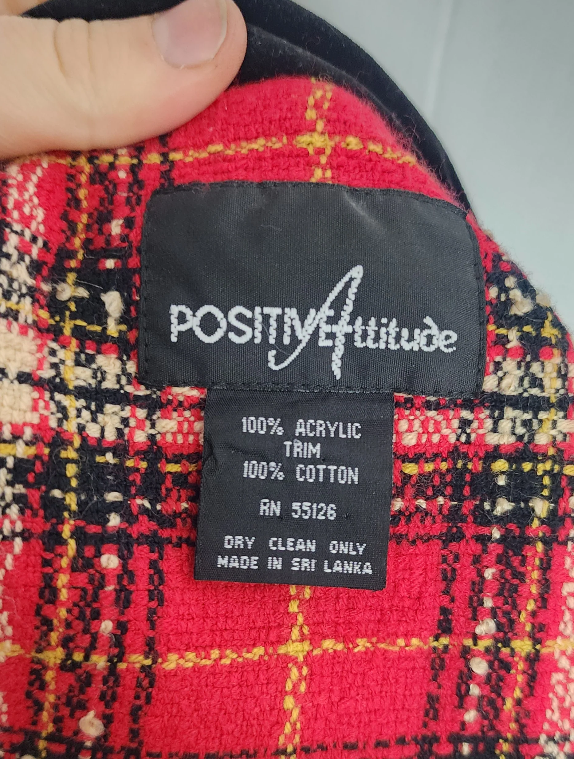 90s Red Plaid Jacket Dress Velvet Collar Cuffs By Positive Attitude - Image 4