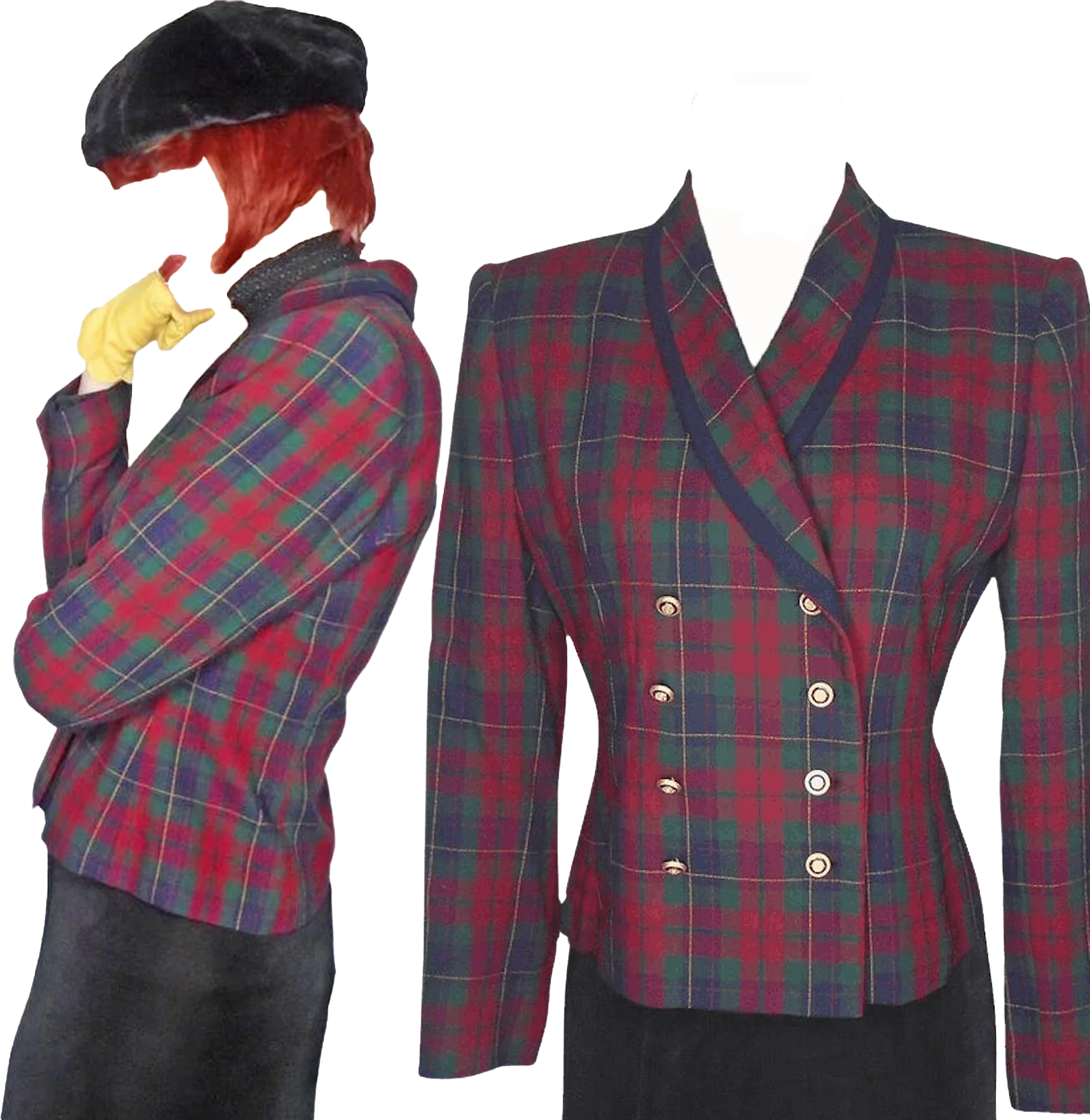 90s Red Tartan Curvy Blazer Jacket Is Festive By Kasper Asl