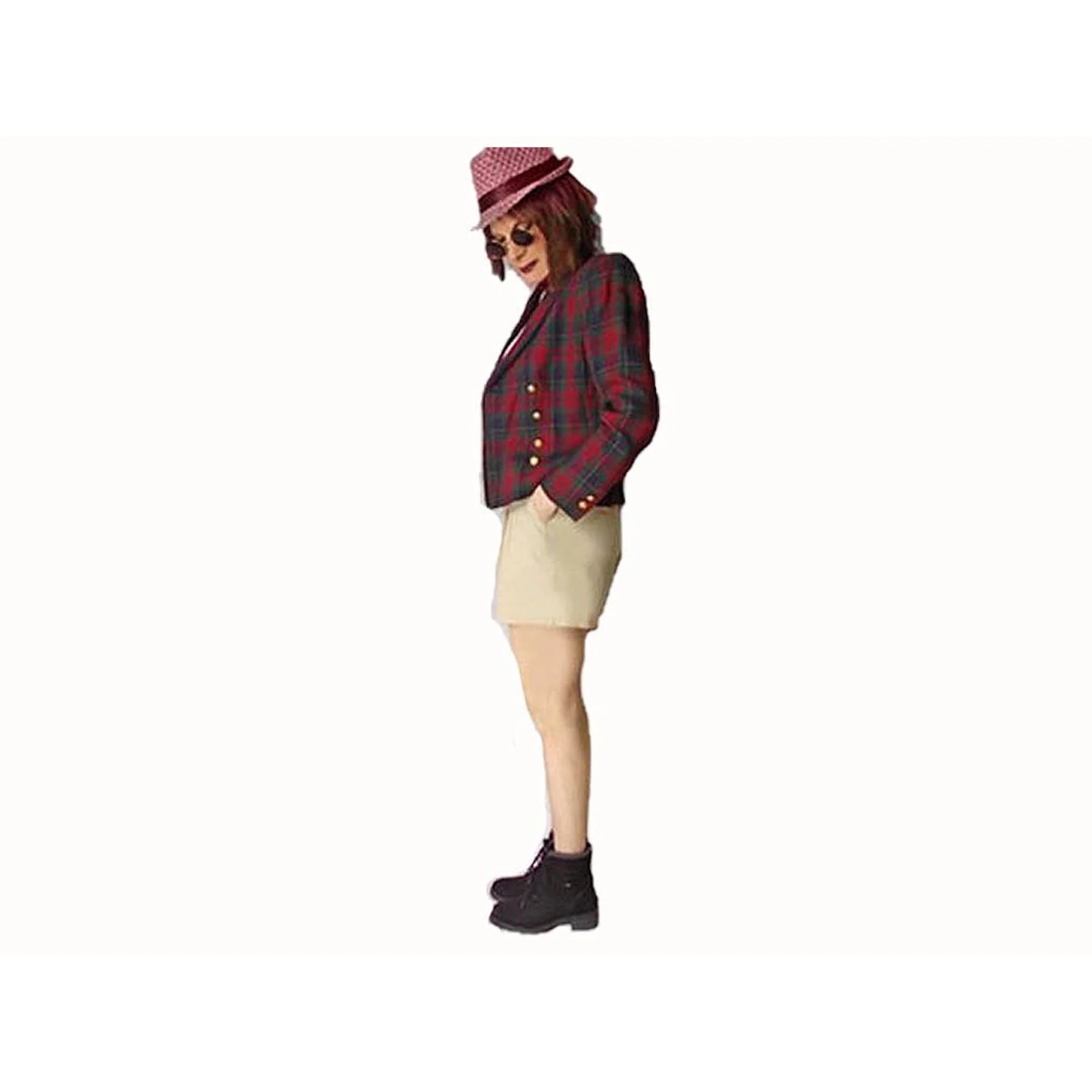 90s Red Tartan Curvy Blazer Jacket Is Festive By Kasper Asl - Image 3