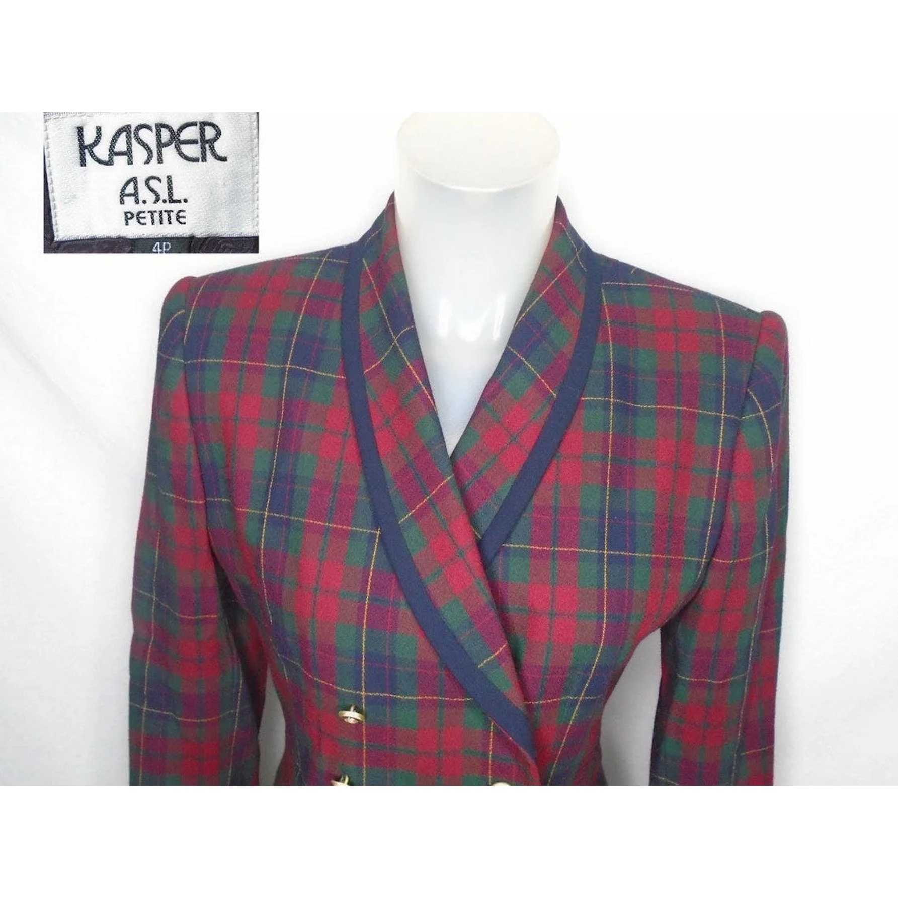 90s Red Tartan Curvy Blazer Jacket Is Festive By Kasper Asl - Image 4