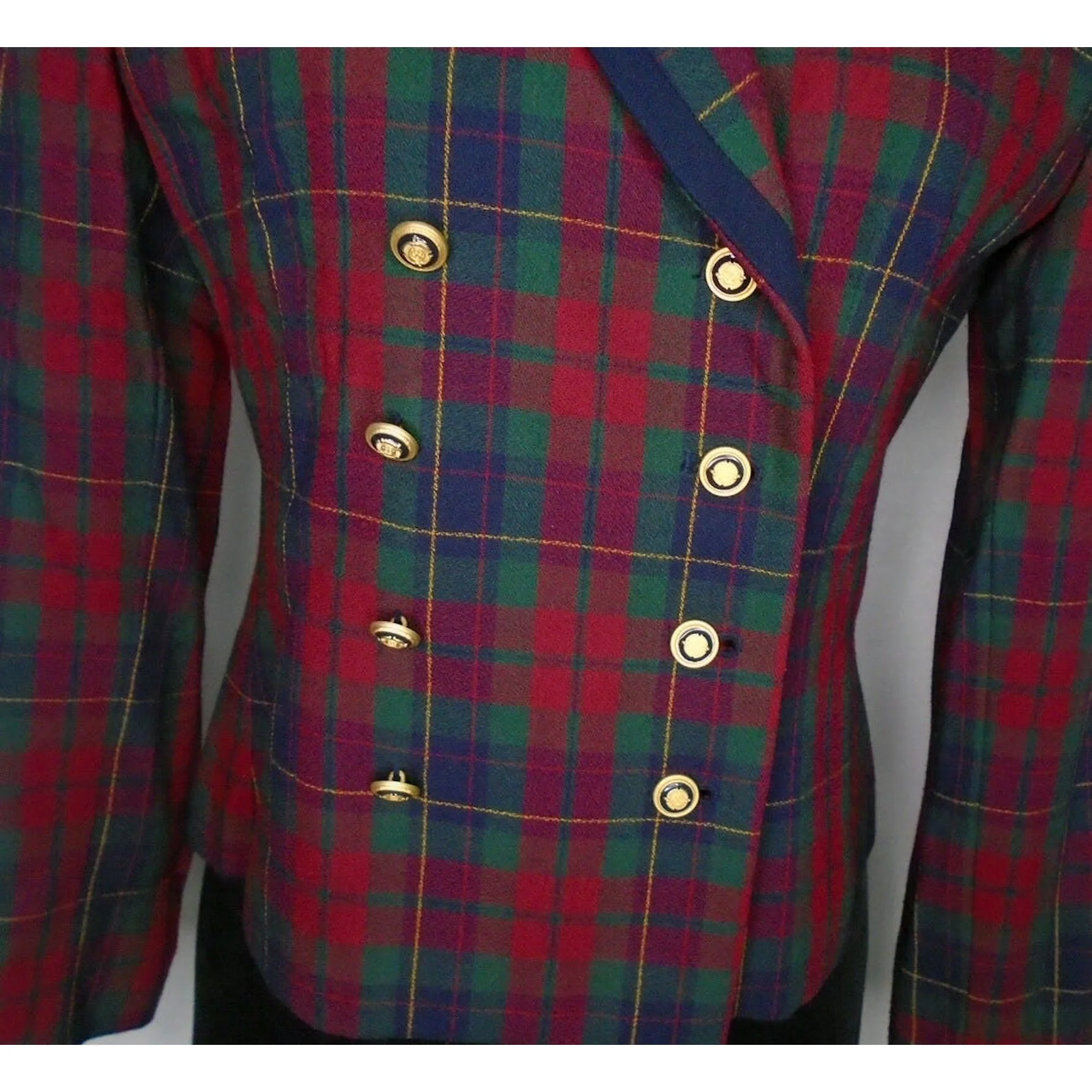 90s Red Tartan Curvy Blazer Jacket Is Festive By Kasper Asl - Image 5