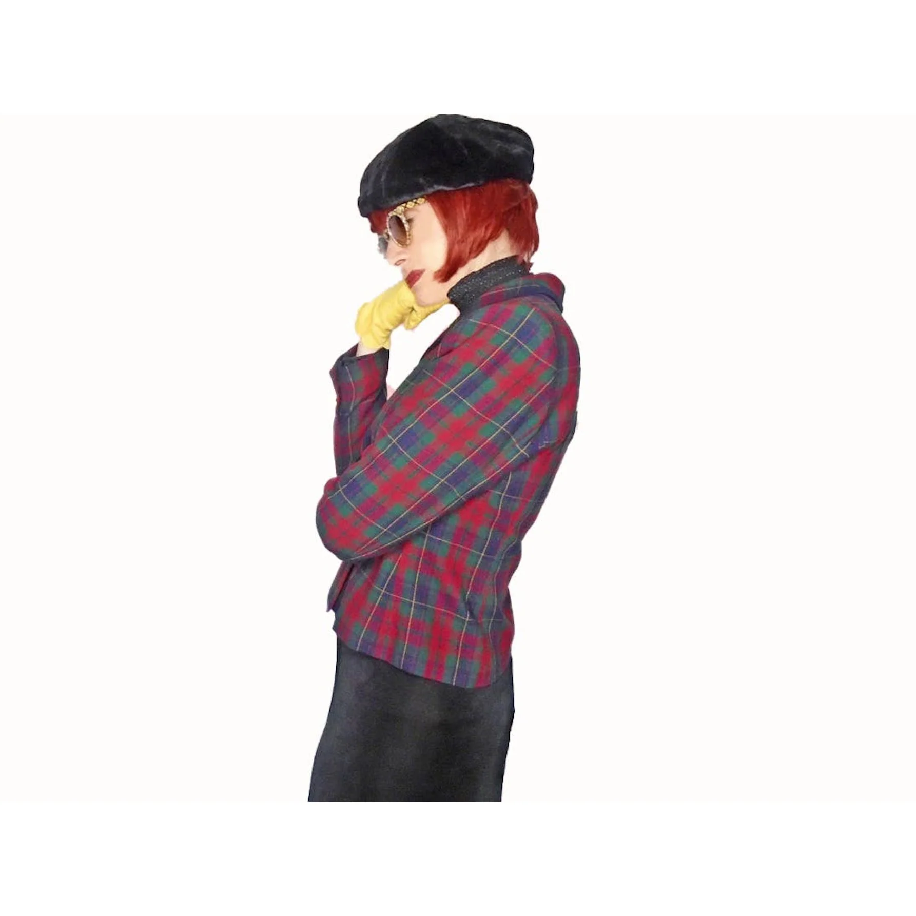 90s Red Tartan Curvy Blazer Jacket Is Festive By Kasper Asl - Image 8