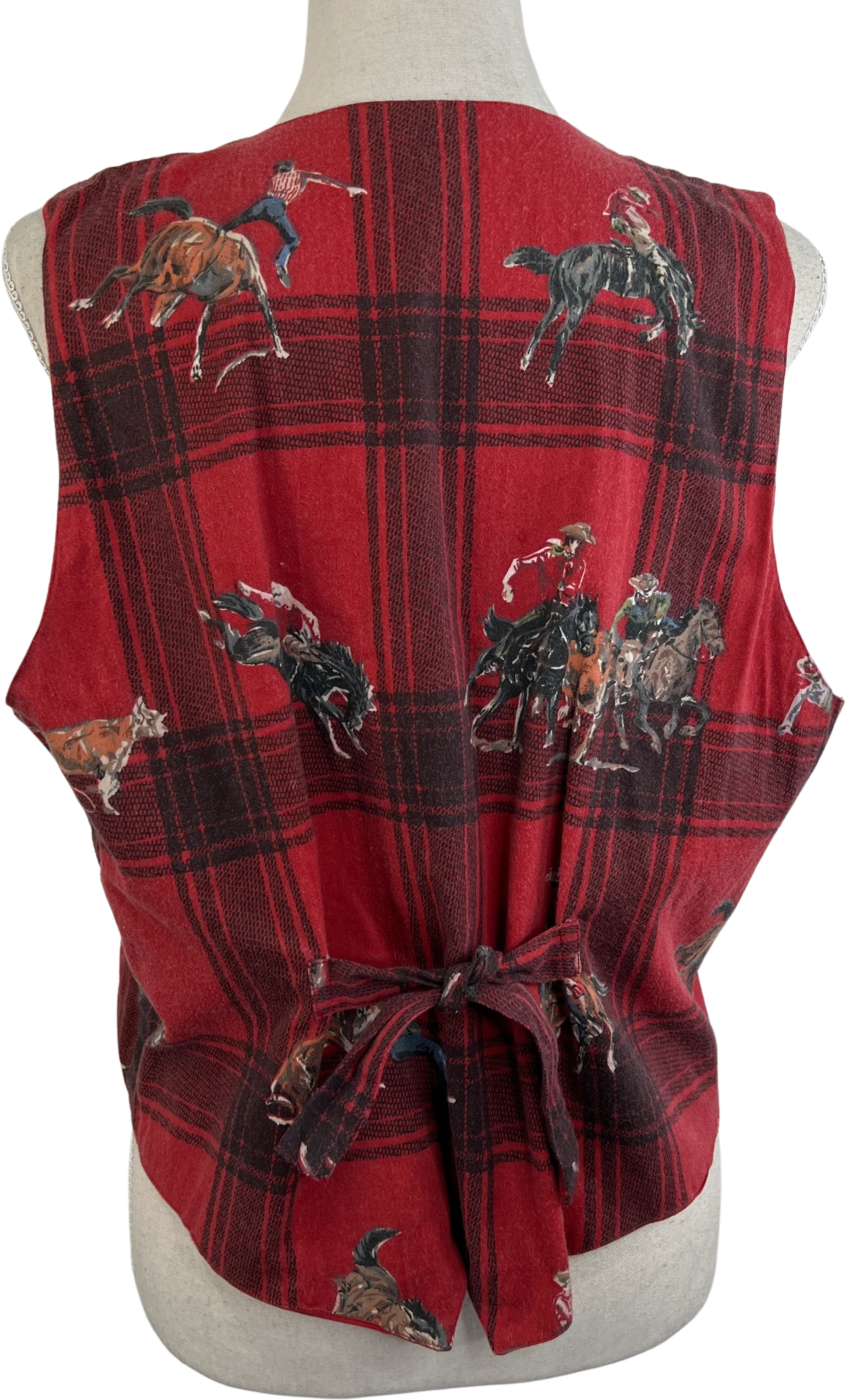 90s Red Western Plaid Rodeo Cowboy Vest by Atlast & Co - Image 2