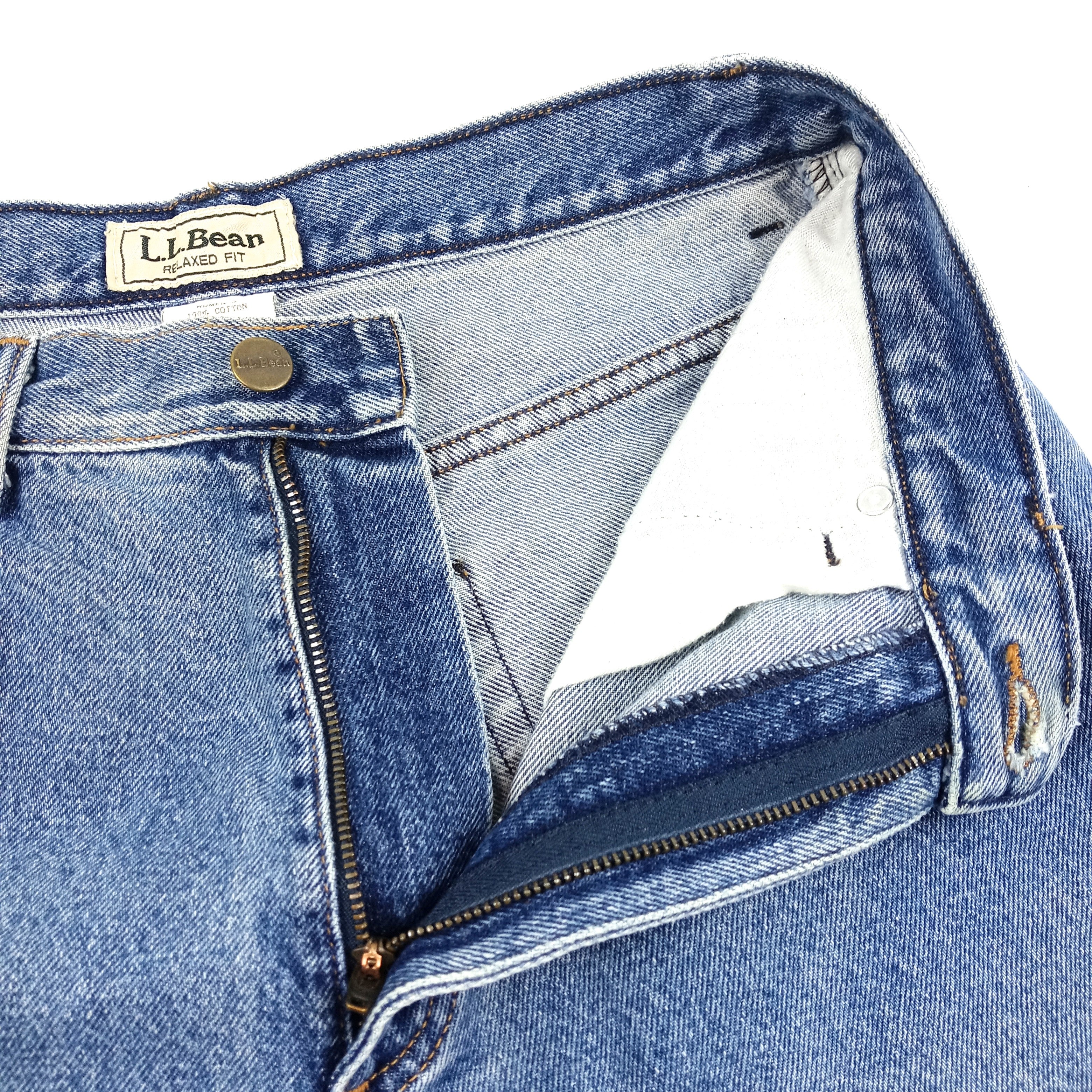 90s Relaxed Fit Faded Blue Cotton Mom Jeans by LL Bean - Image 4