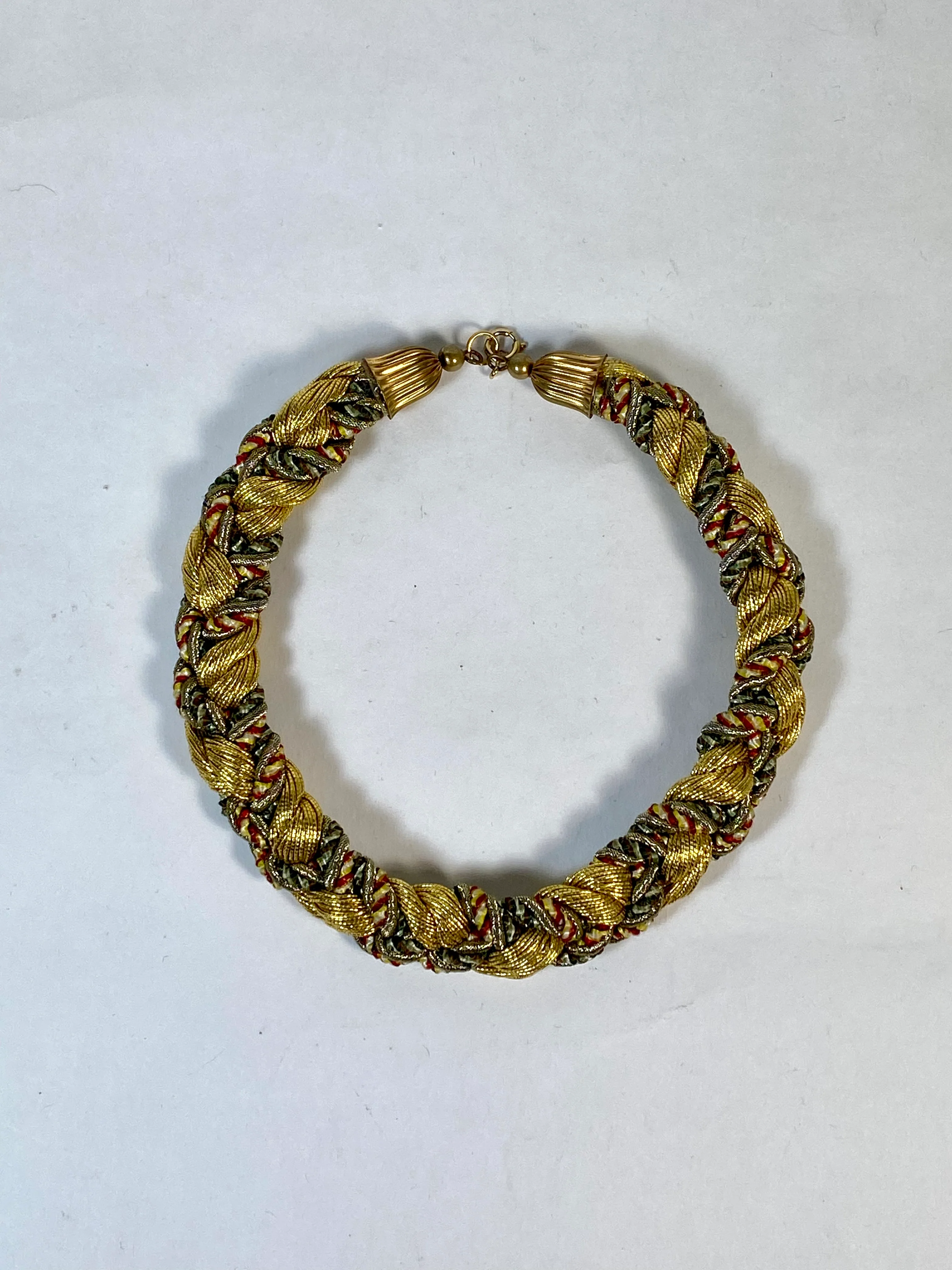 90s Renaissance Inspired Braided Ribbon Gold Necklace - Image 5