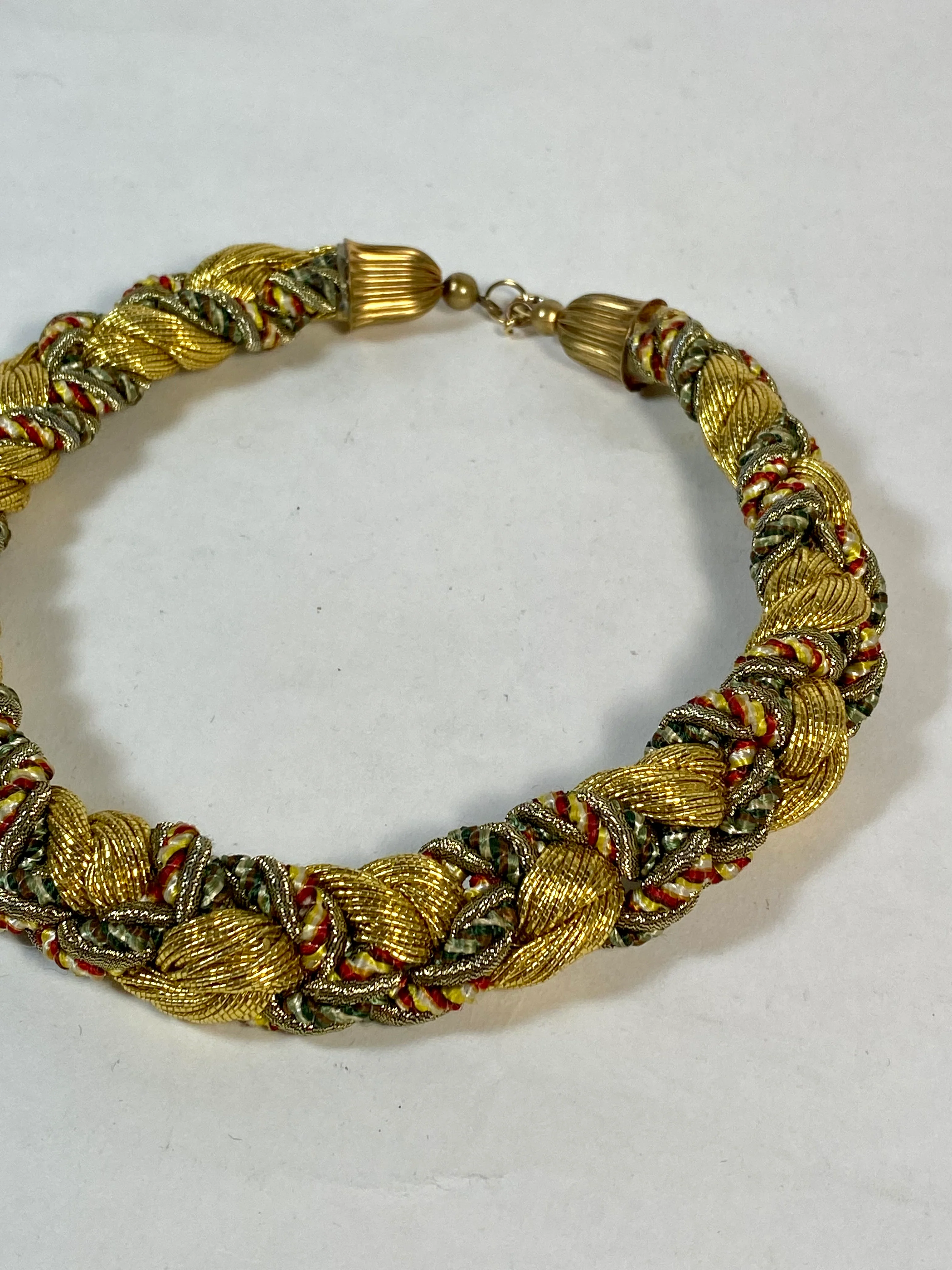 90s Renaissance Inspired Braided Ribbon Gold Necklace - Image 6