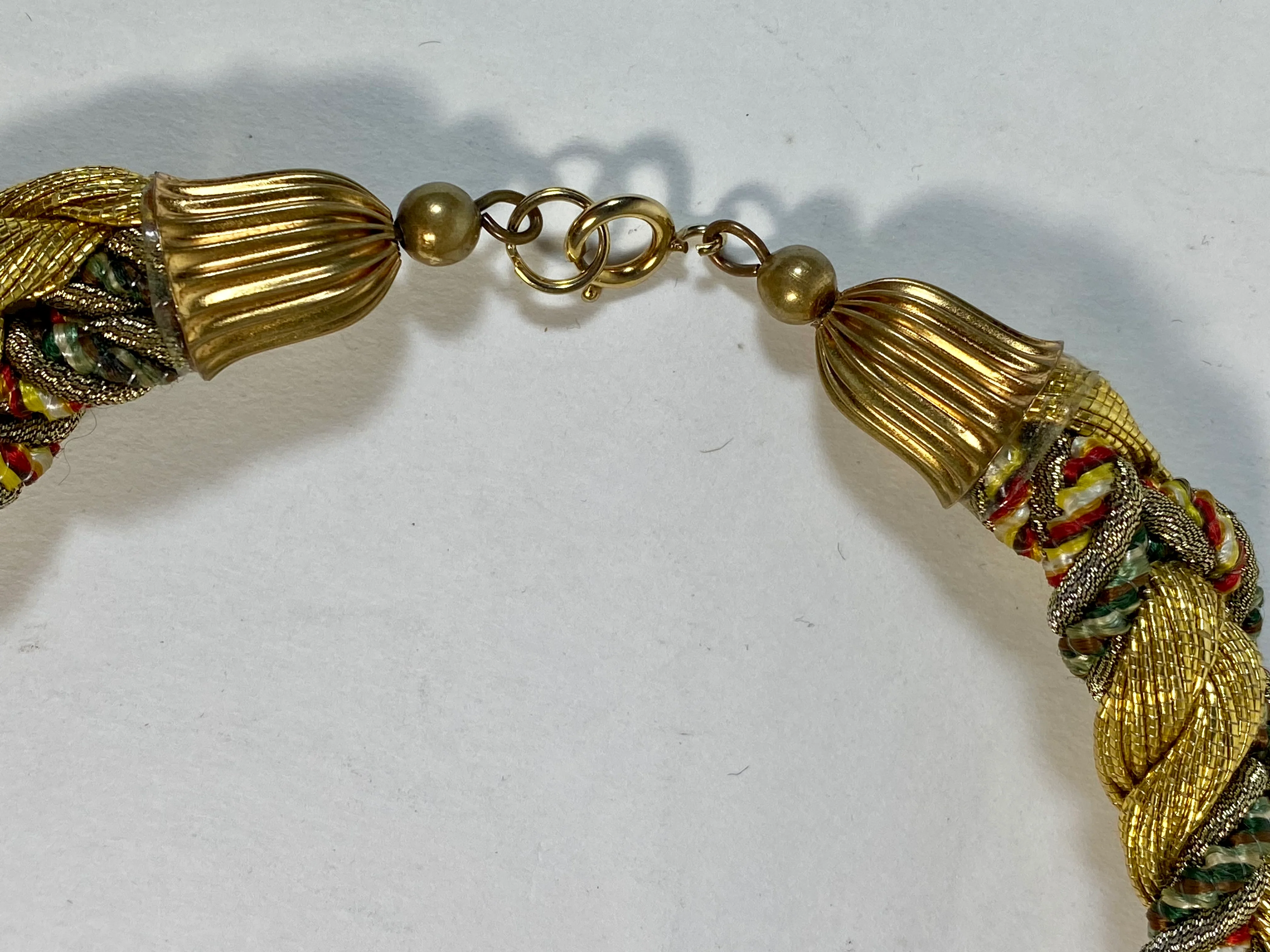 90s Renaissance Inspired Braided Ribbon Gold Necklace - Image 9