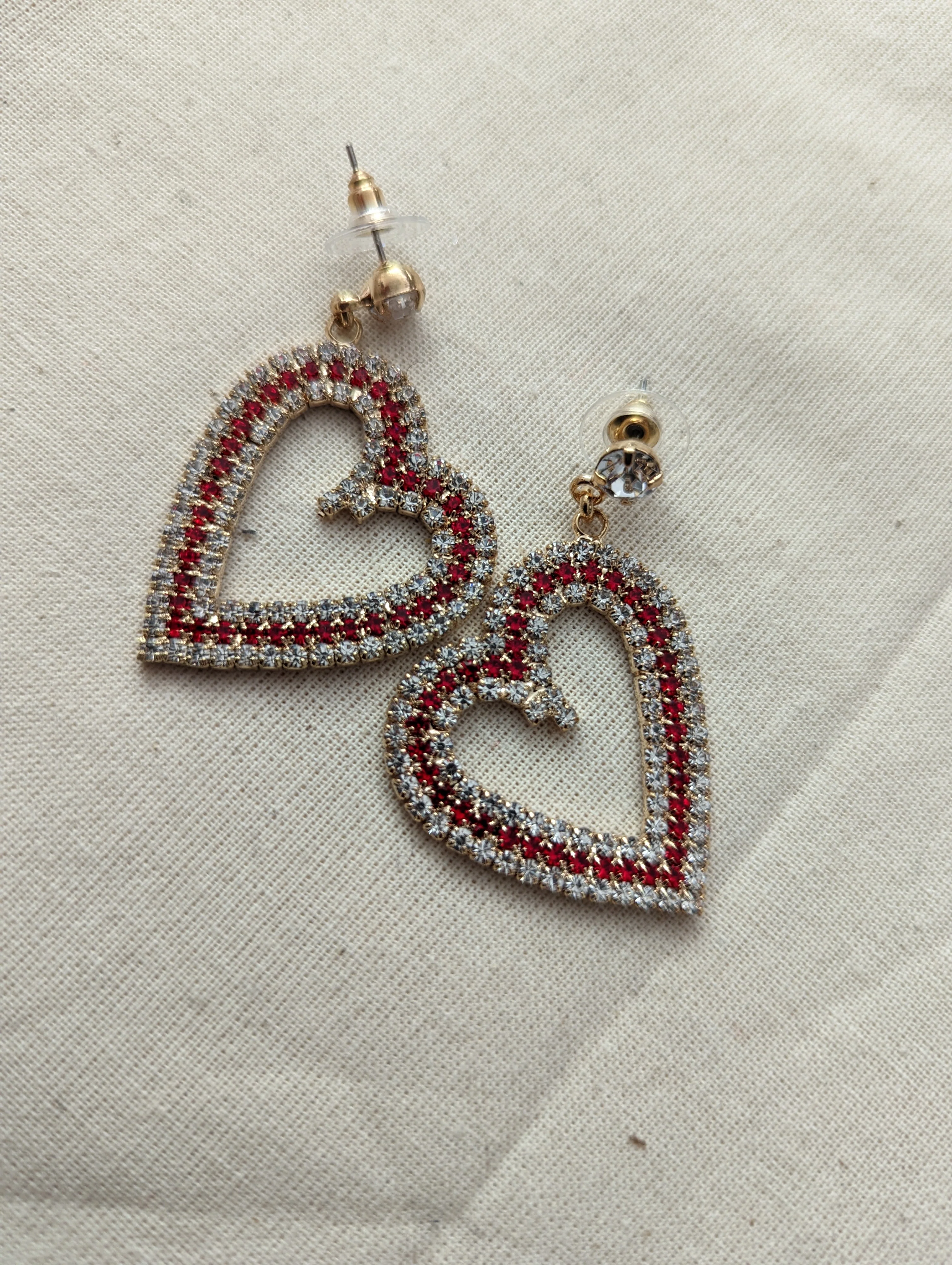 90s Rhinestone Heart Dangle Earrings - Image 5