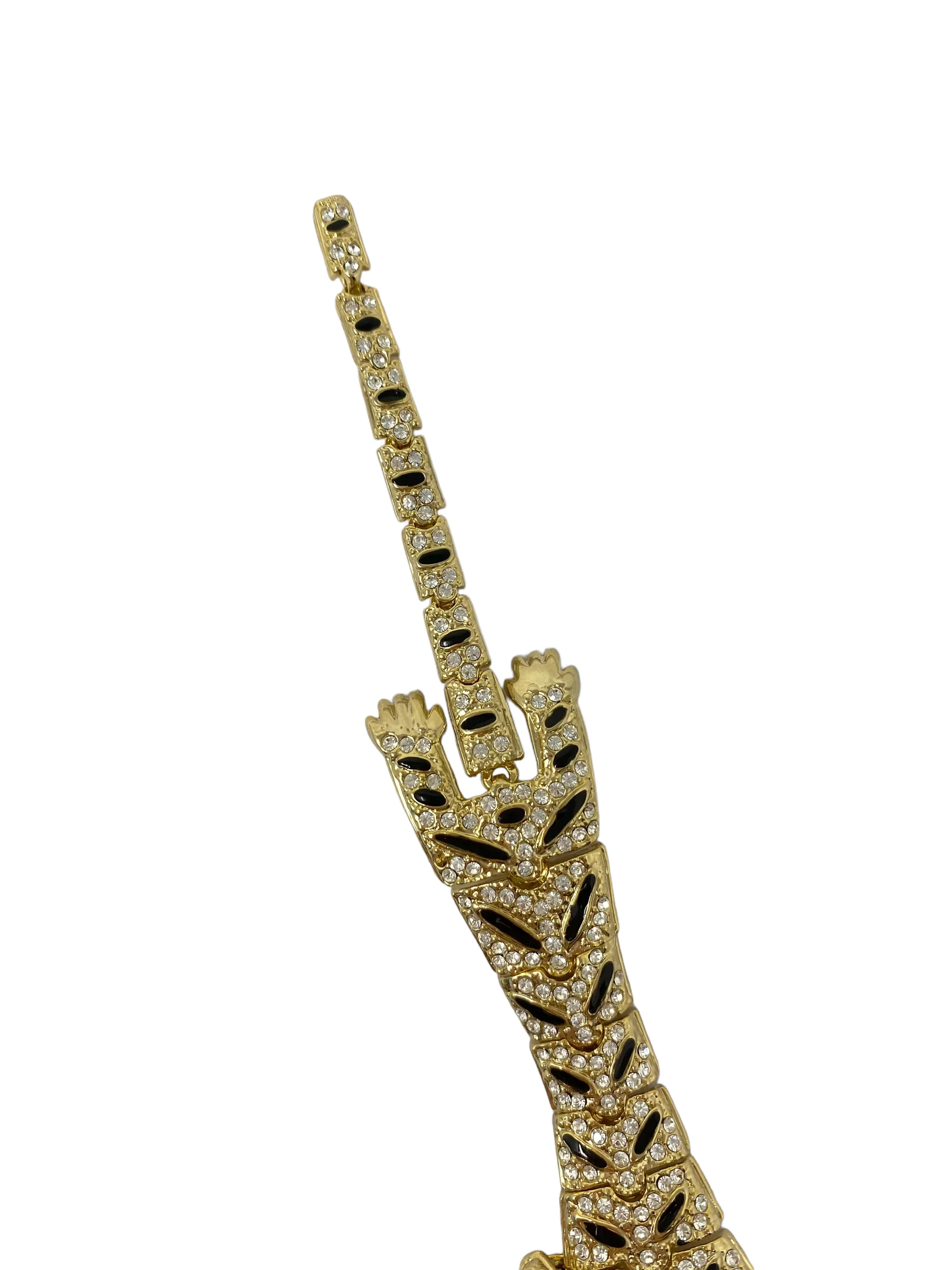 90s Rhinestone Tiger Shoulder Lapel Brooch - Image 3