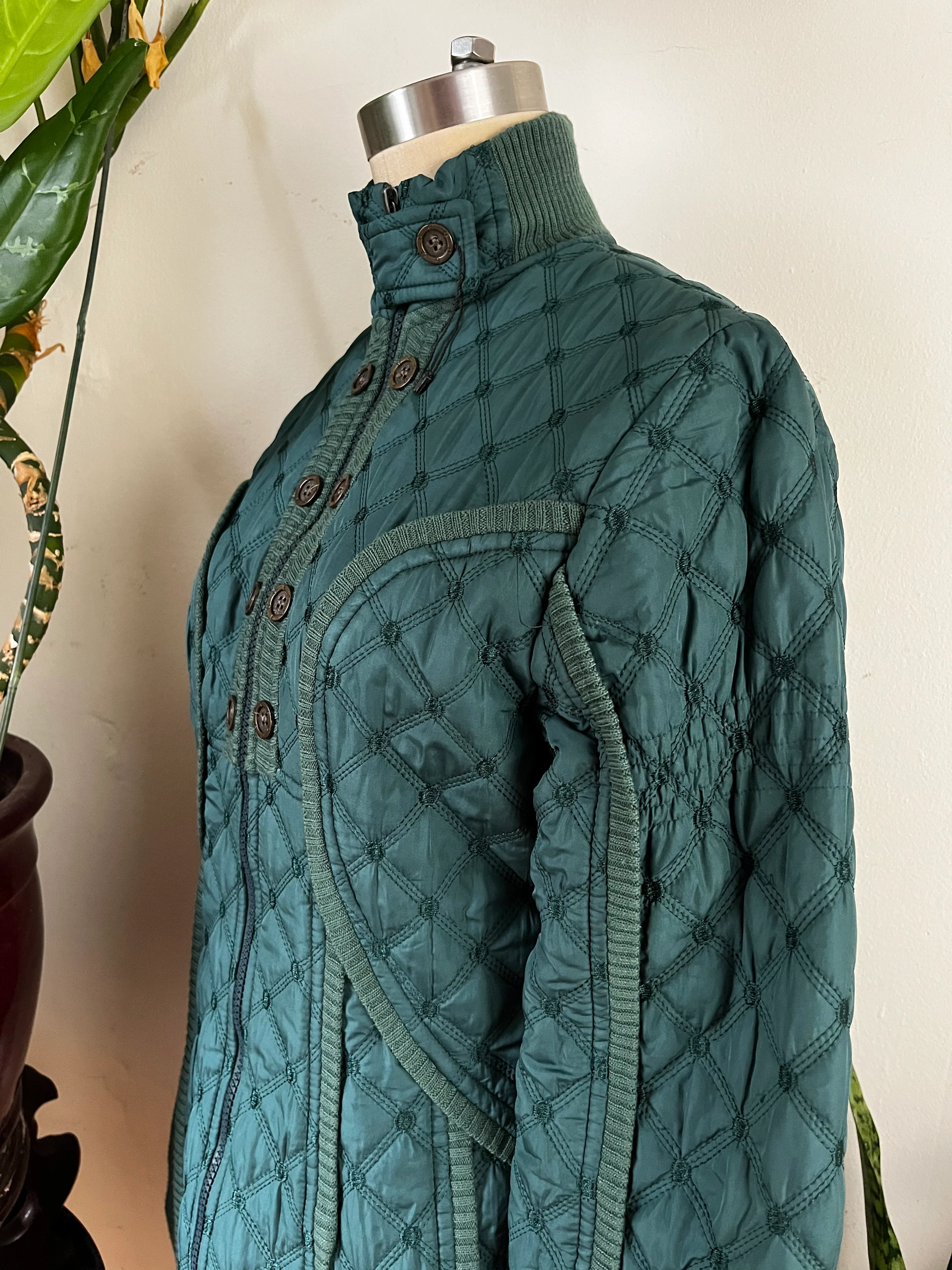 90s Ribbed Trim Quilted Puffer - Image 6