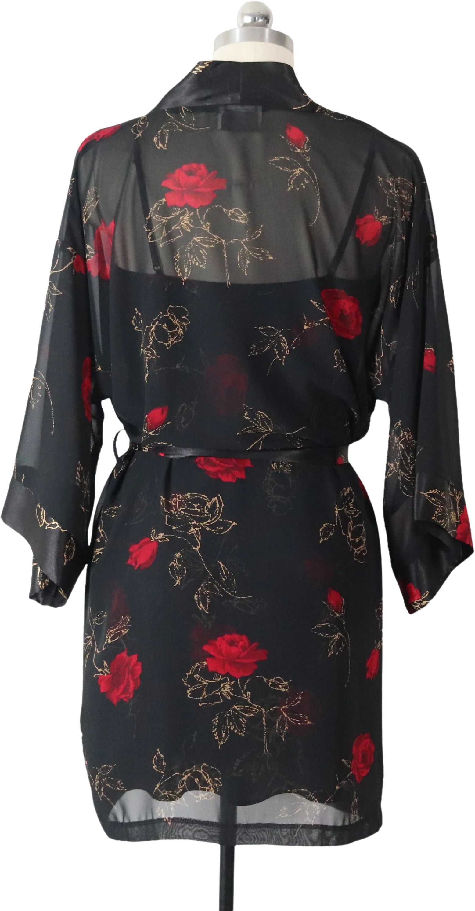 90s Rose Babydoll Chemise Robe Lingerie Set by California Dynasty - Image 2