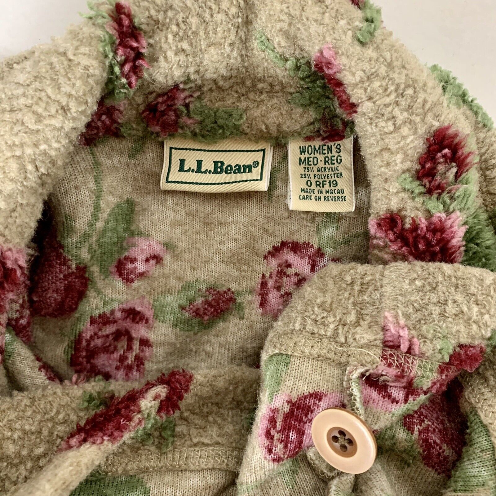 90s Rose Floral Teddy Fleece Workwear Chore Shacket By L.L. Bean - Image 11