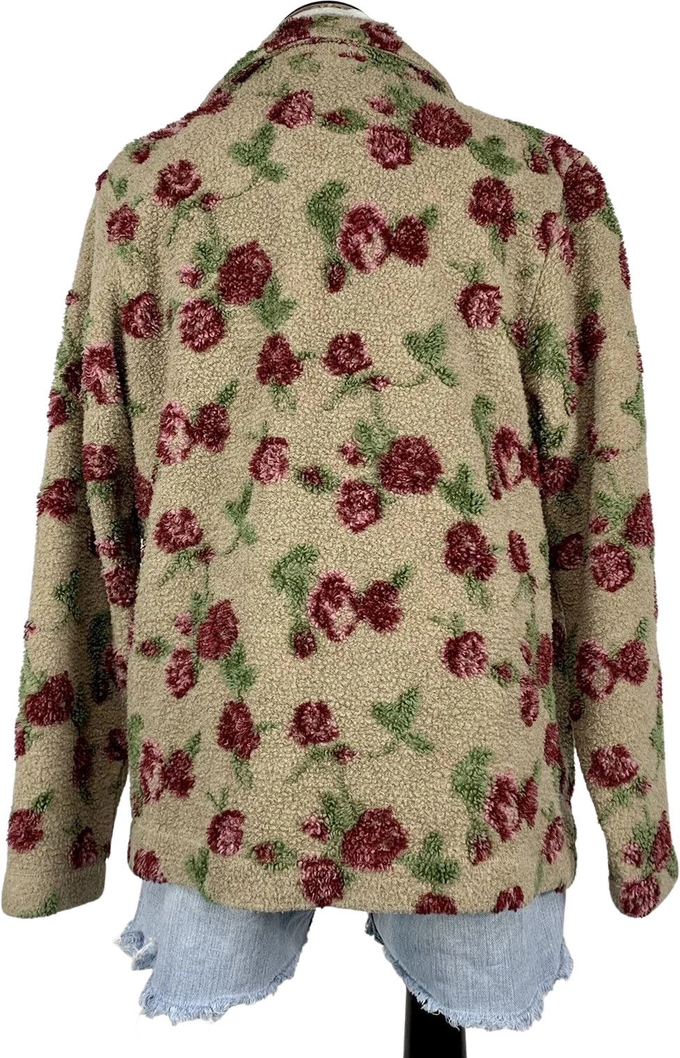 90s Rose Floral Teddy Fleece Workwear Chore Shacket By L.L. Bean - Image 2