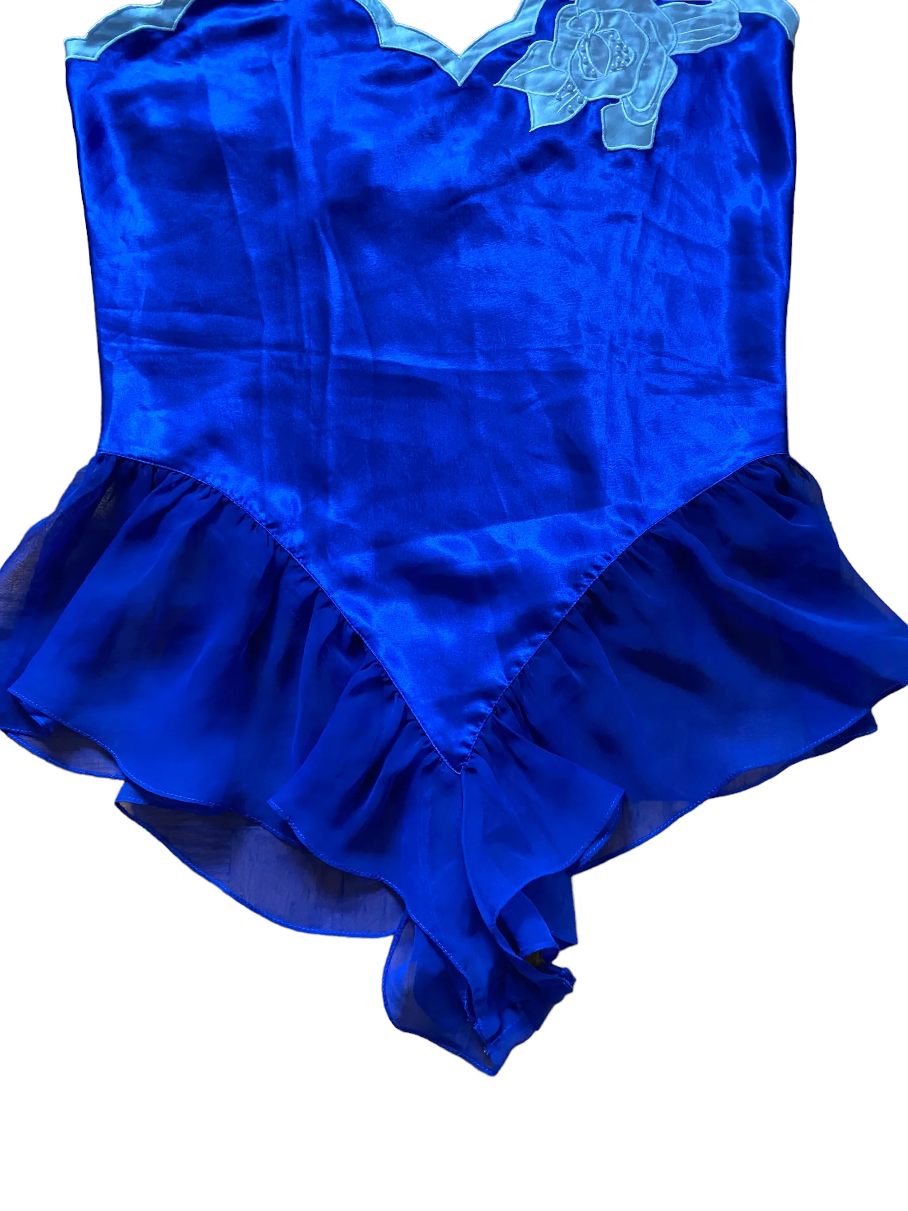 90s Royal Blue With White Rose Apique Nightie By Victoria's Secret - Image 4