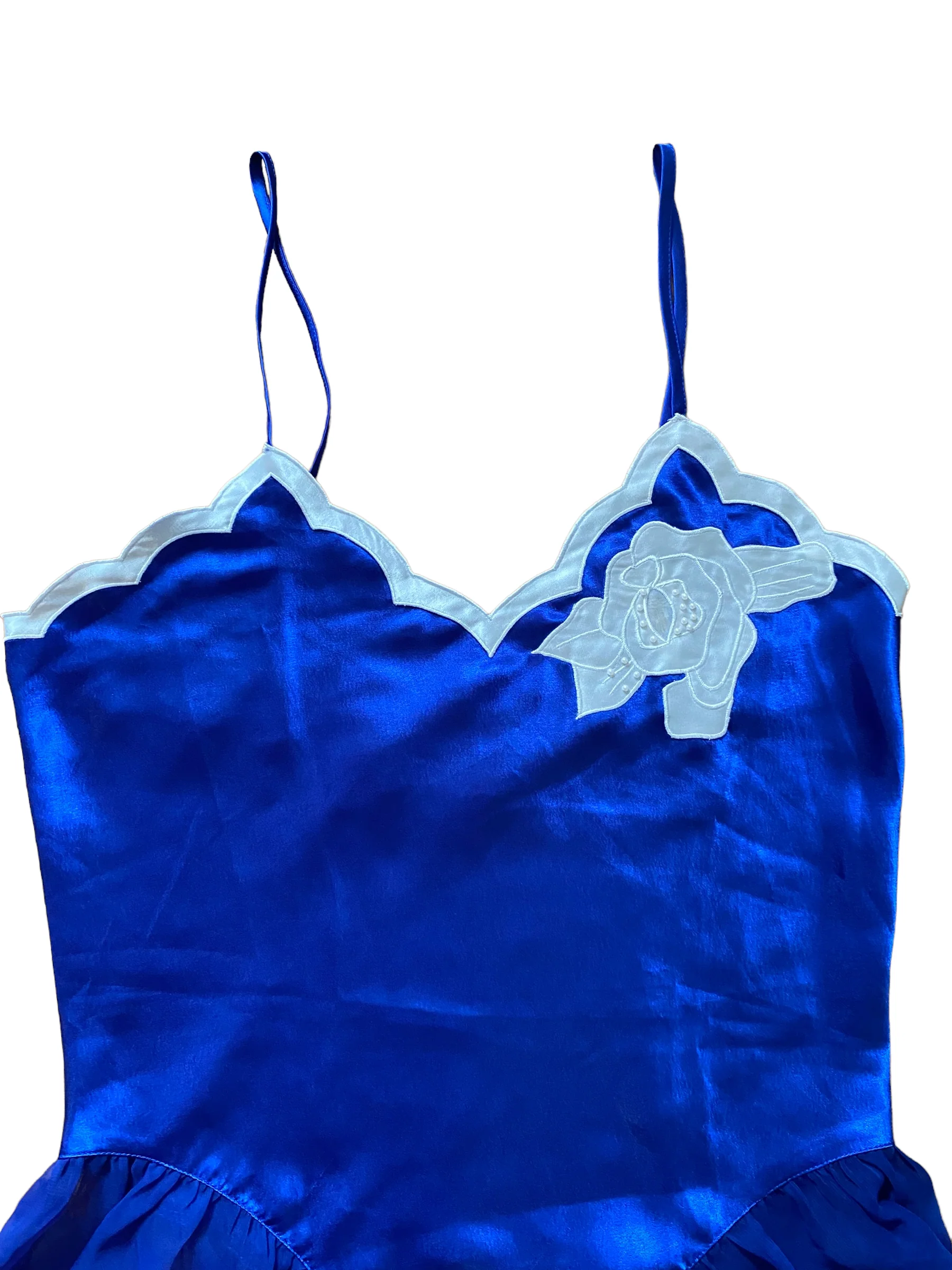 90s Royal Blue With White Rose Apique Nightie By Victoria's Secret - Image 6