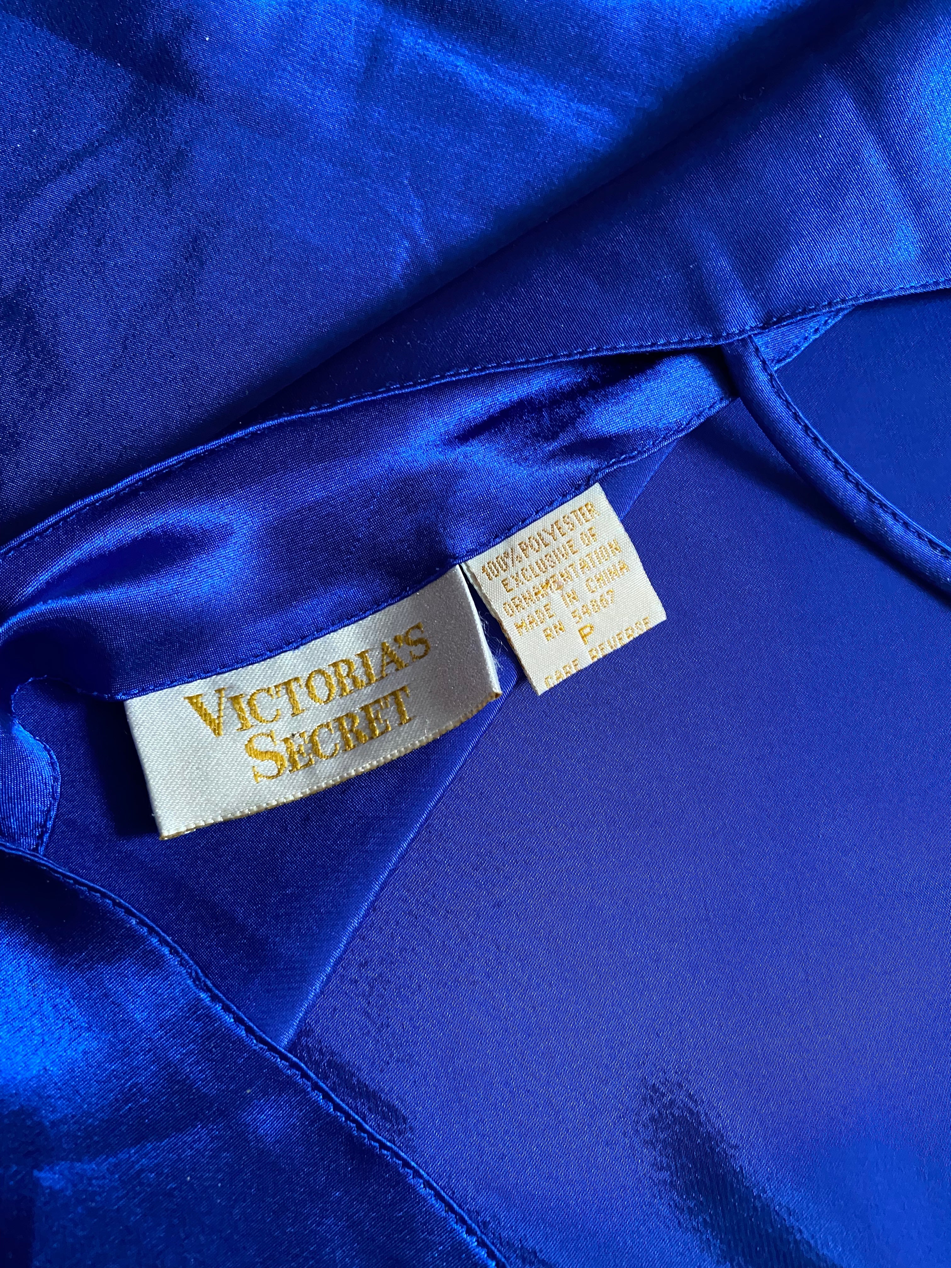 90s Royal Blue With White Rose Apique Nightie By Victoria's Secret - Image 7