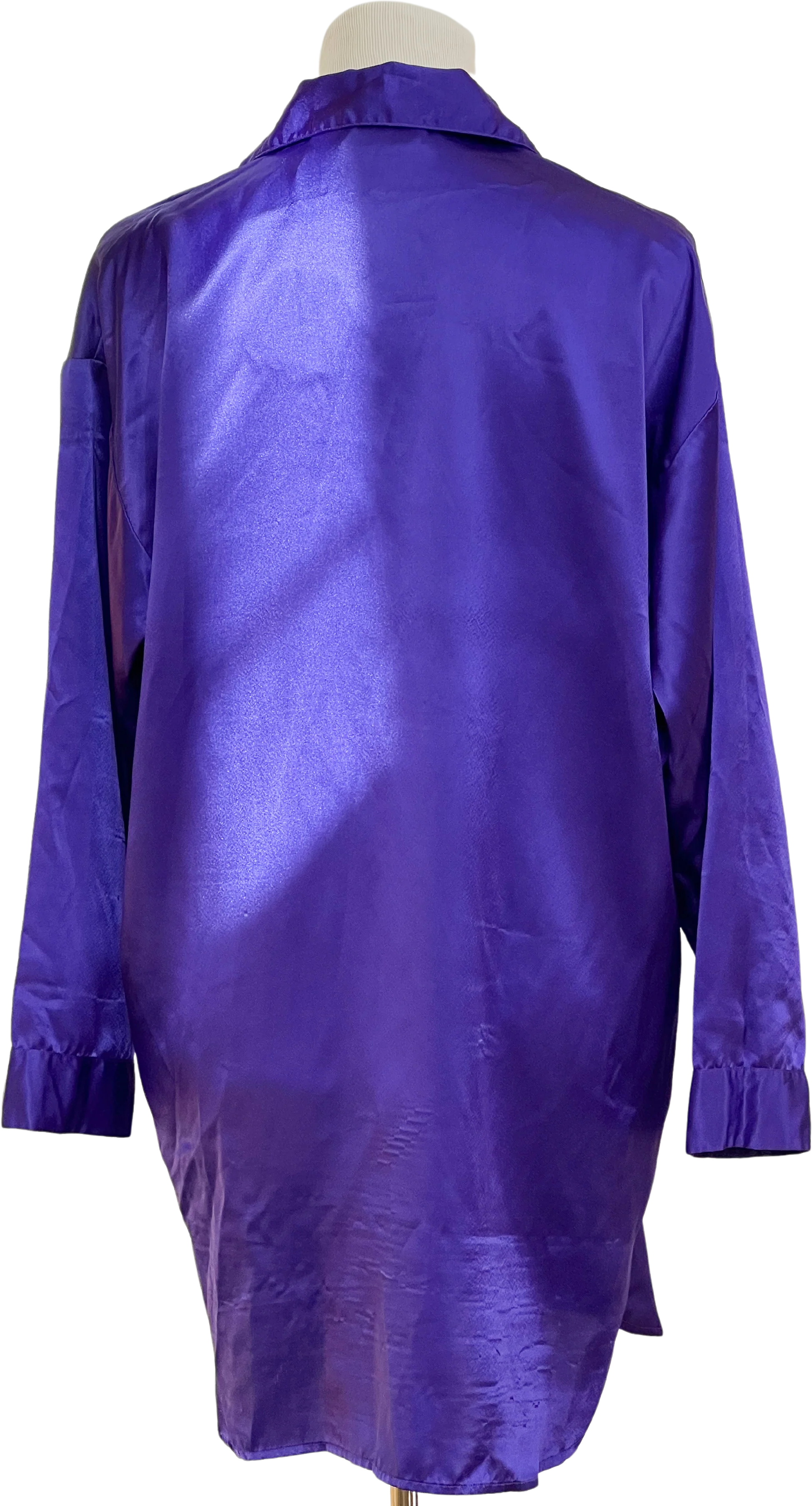 90s Royal Purple Silky Button Up Top By Victoria's Secret Gold Label - Image 2