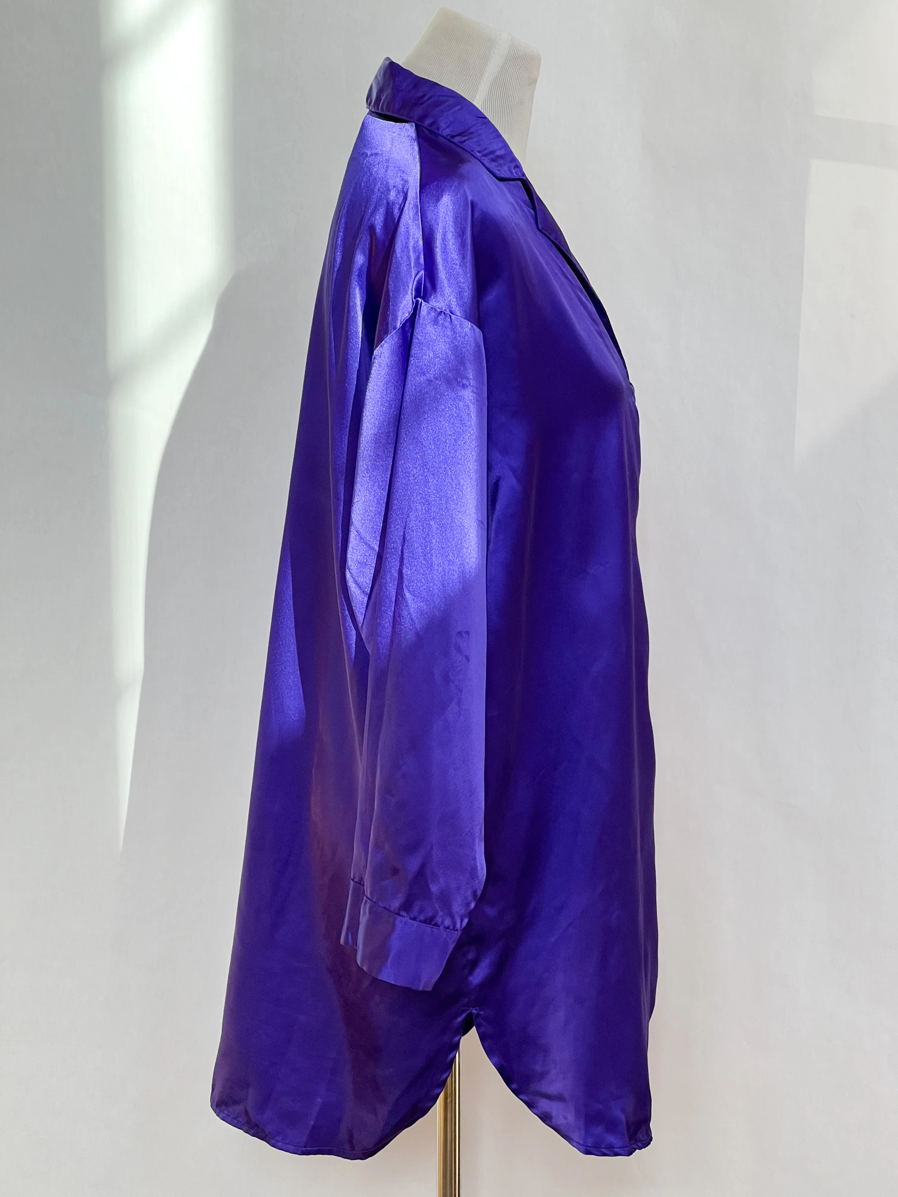 90s Royal Purple Silky Button Up Top By Victoria's Secret Gold Label - Image 4