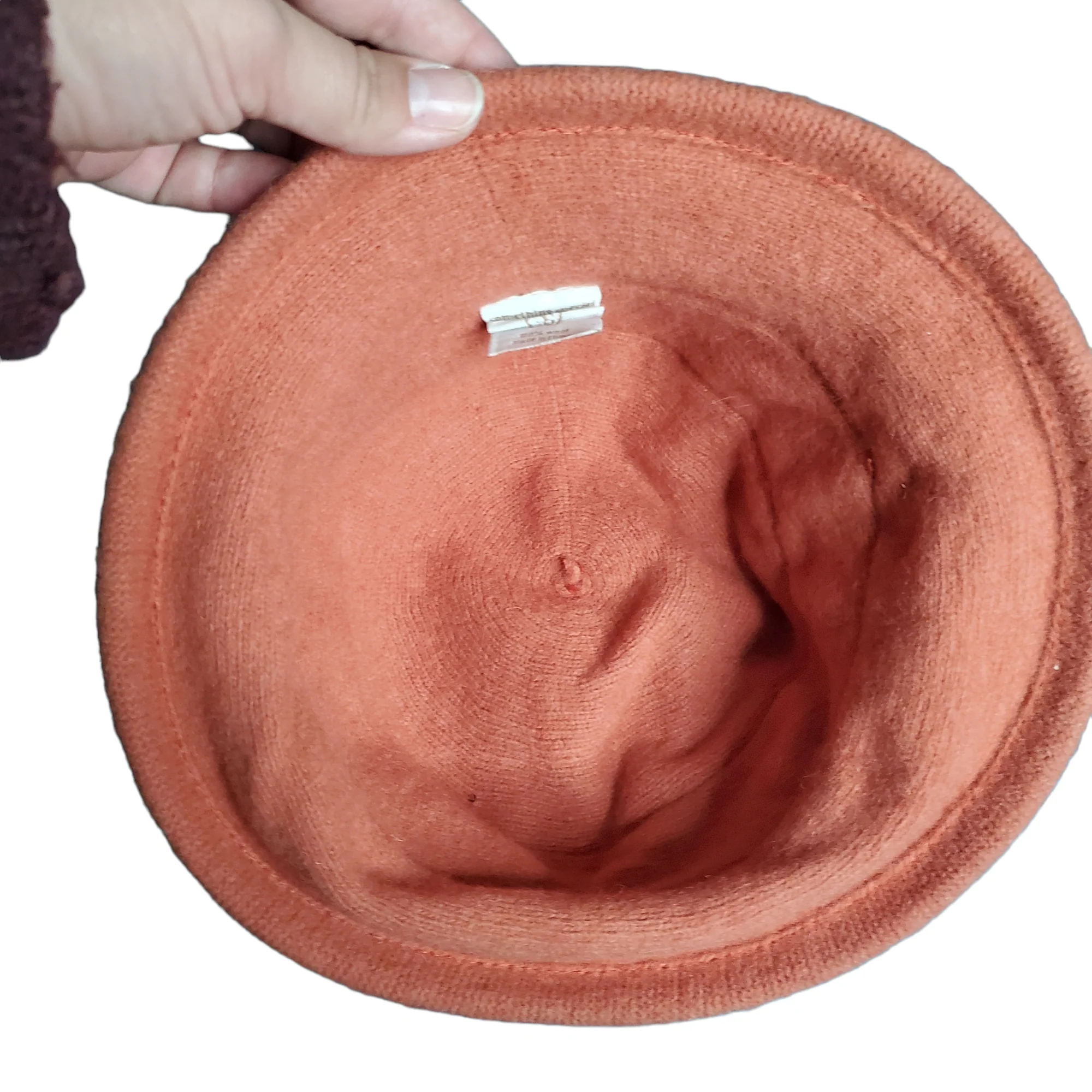 90s Rust Orange Wool Velvet Rosette Blossom Bucket Hat By Something Special - Image 4