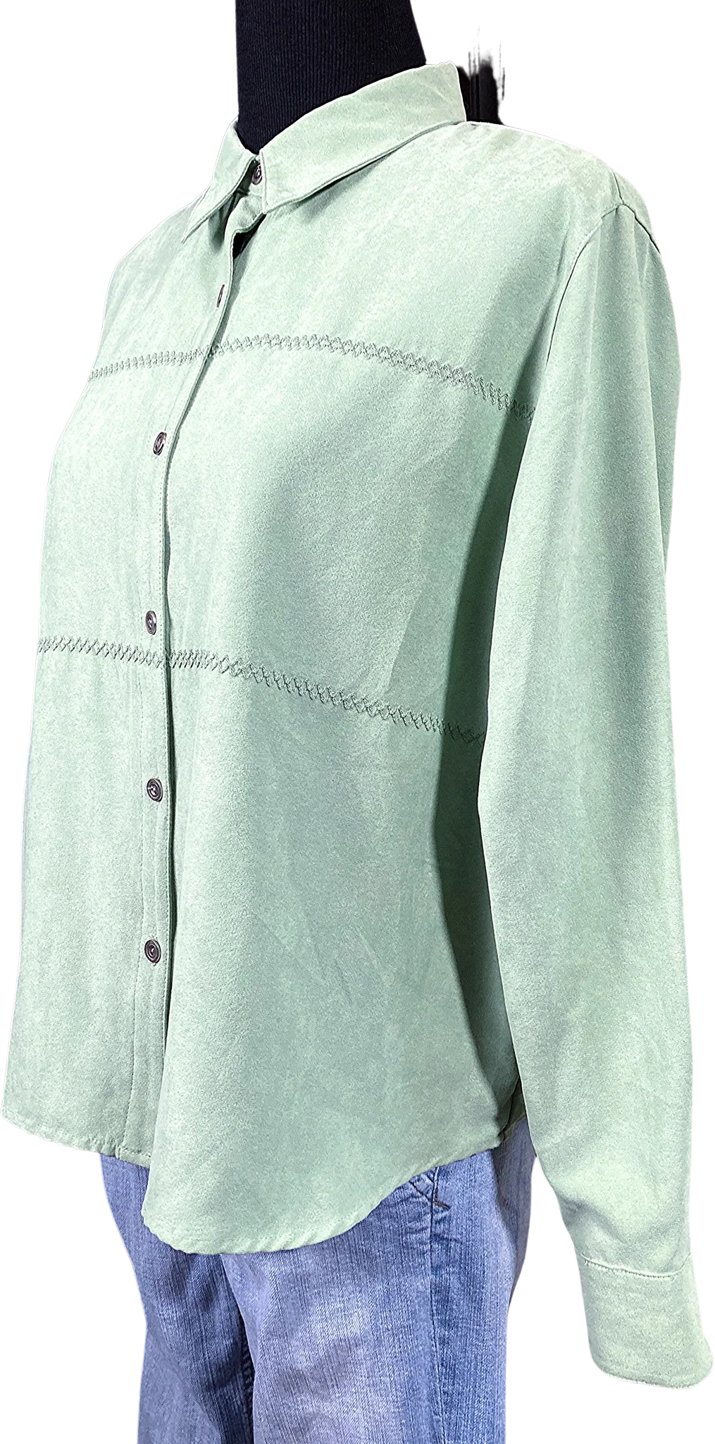 90s Sage Green Western Style Shirt By Alfred Dunner - Image 2