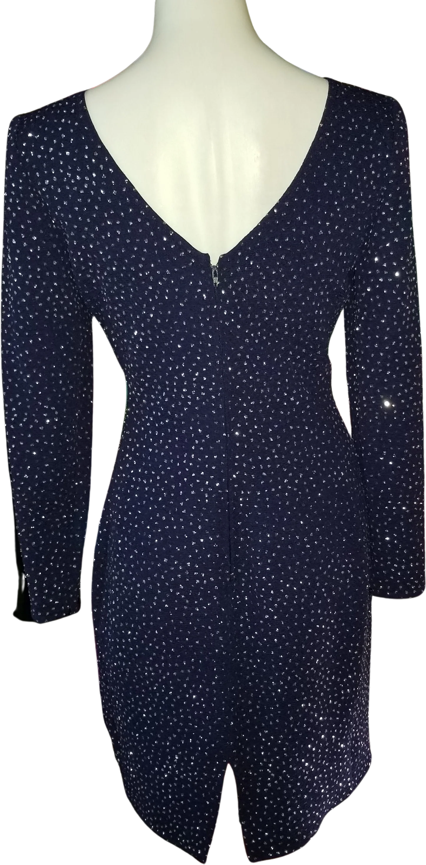 90s Saks 5th Avenue Navy Silver Glitter Mini Dress By Morton Myles for The Warrens - Image 2