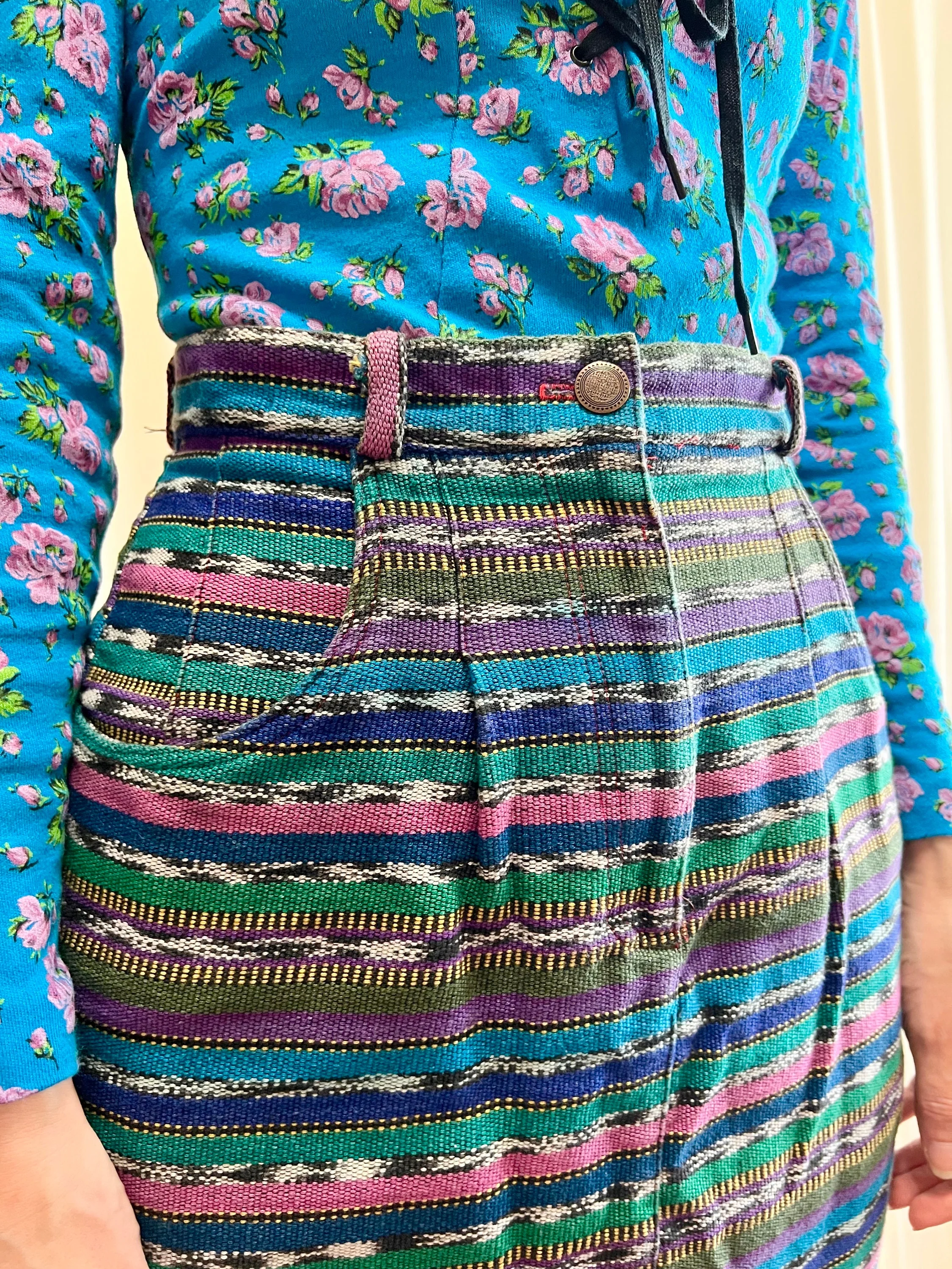 90s Serápe Cotton Woven Southwestern Mini Skirt - Image 7