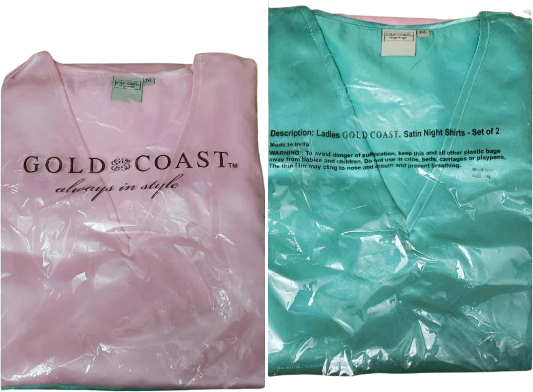 90s Set of 2 Satin Night Shirts One Pink and One Teal 3xl by Gold Coast