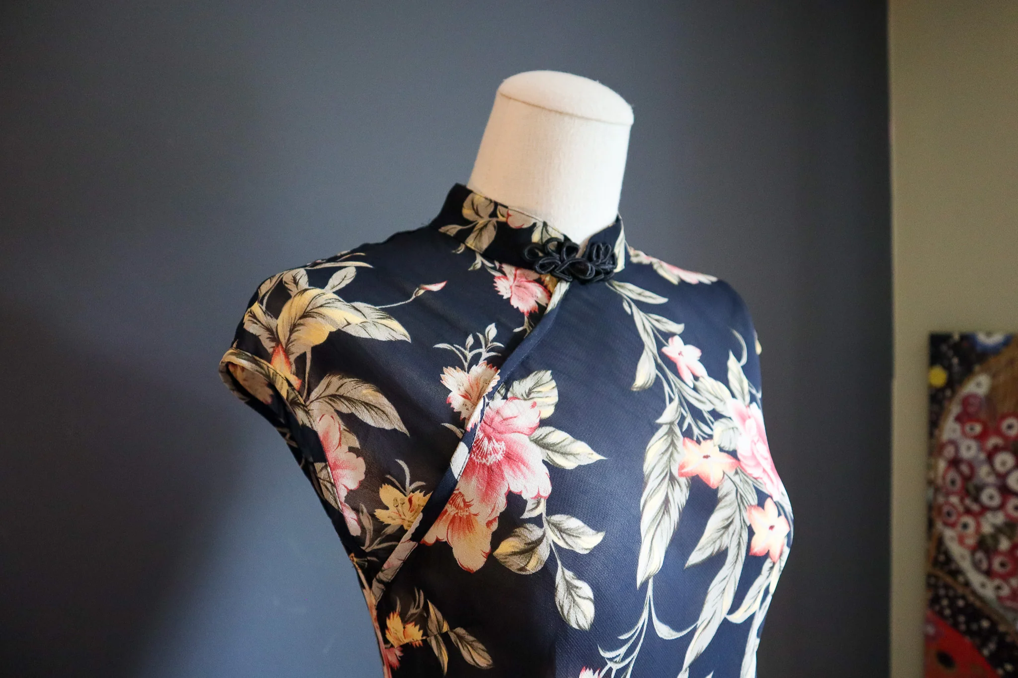 90s Sheer Black Floral Sleeveless Dress - Image 3